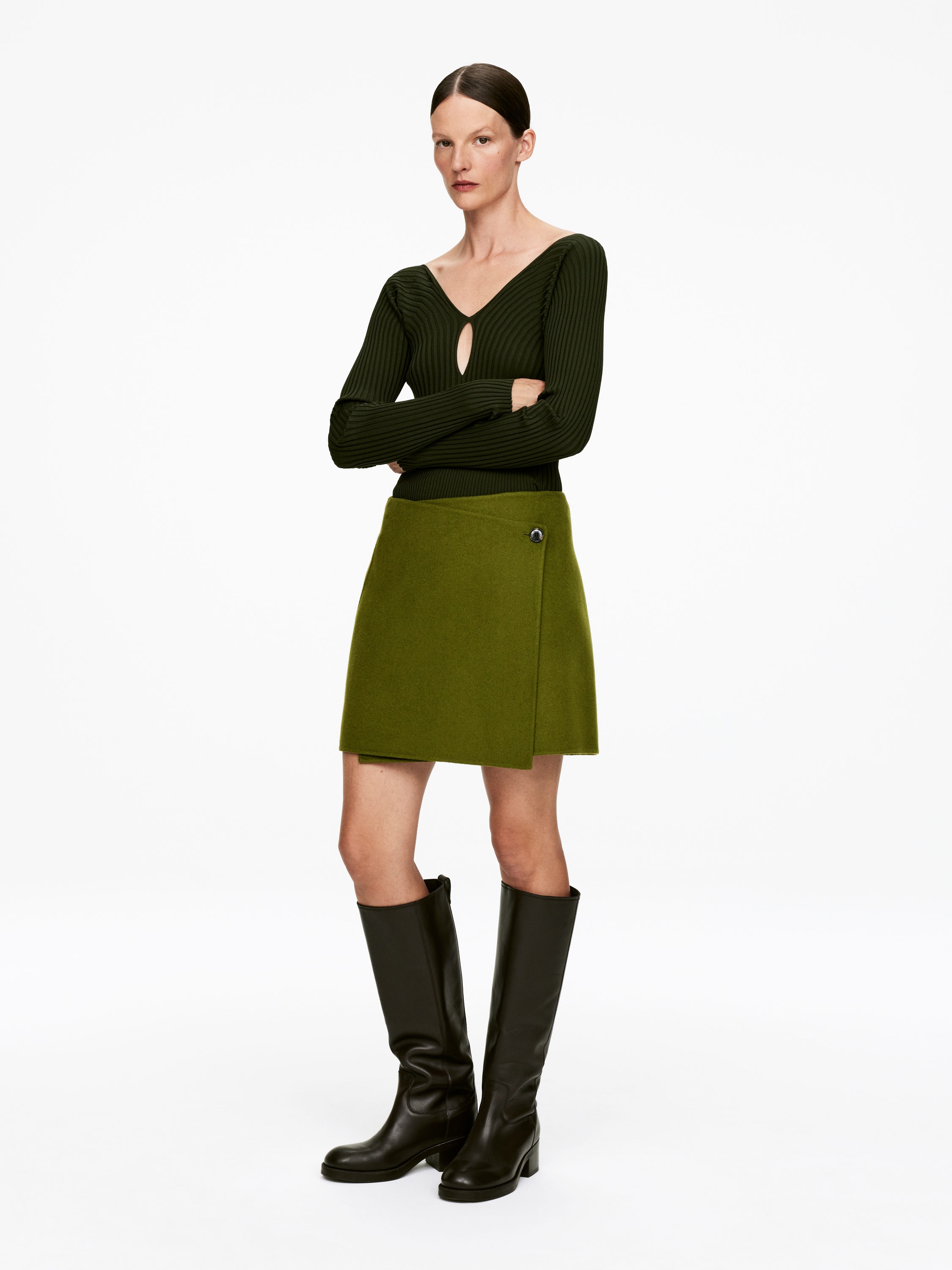 Doublé Wool-Blend Skirt - Green - Regular fit - Women - StillMedia/Lookbook - 5