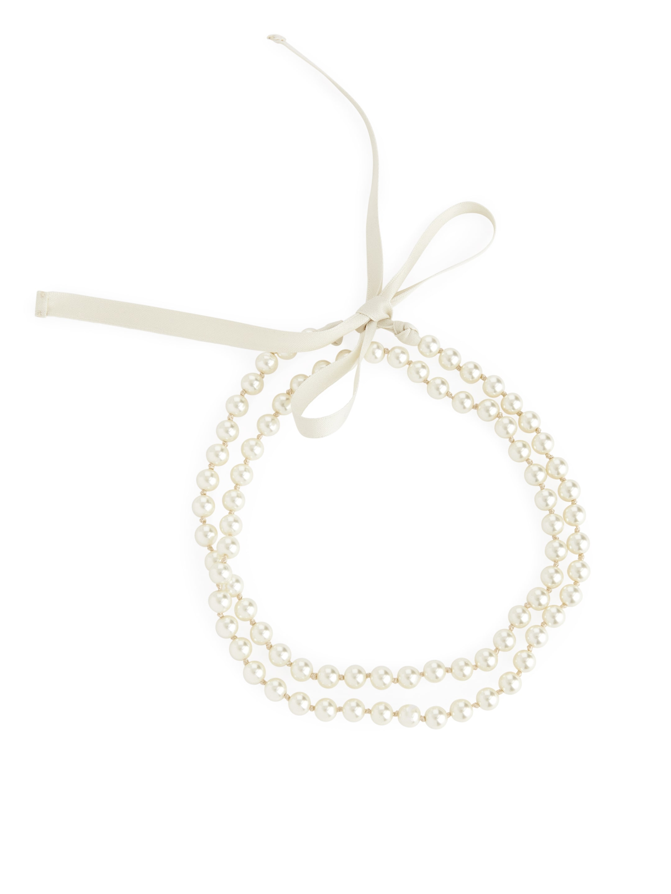 Pearl Ribbon-Tie Necklace – White – Women – ARKET EU display picture 2