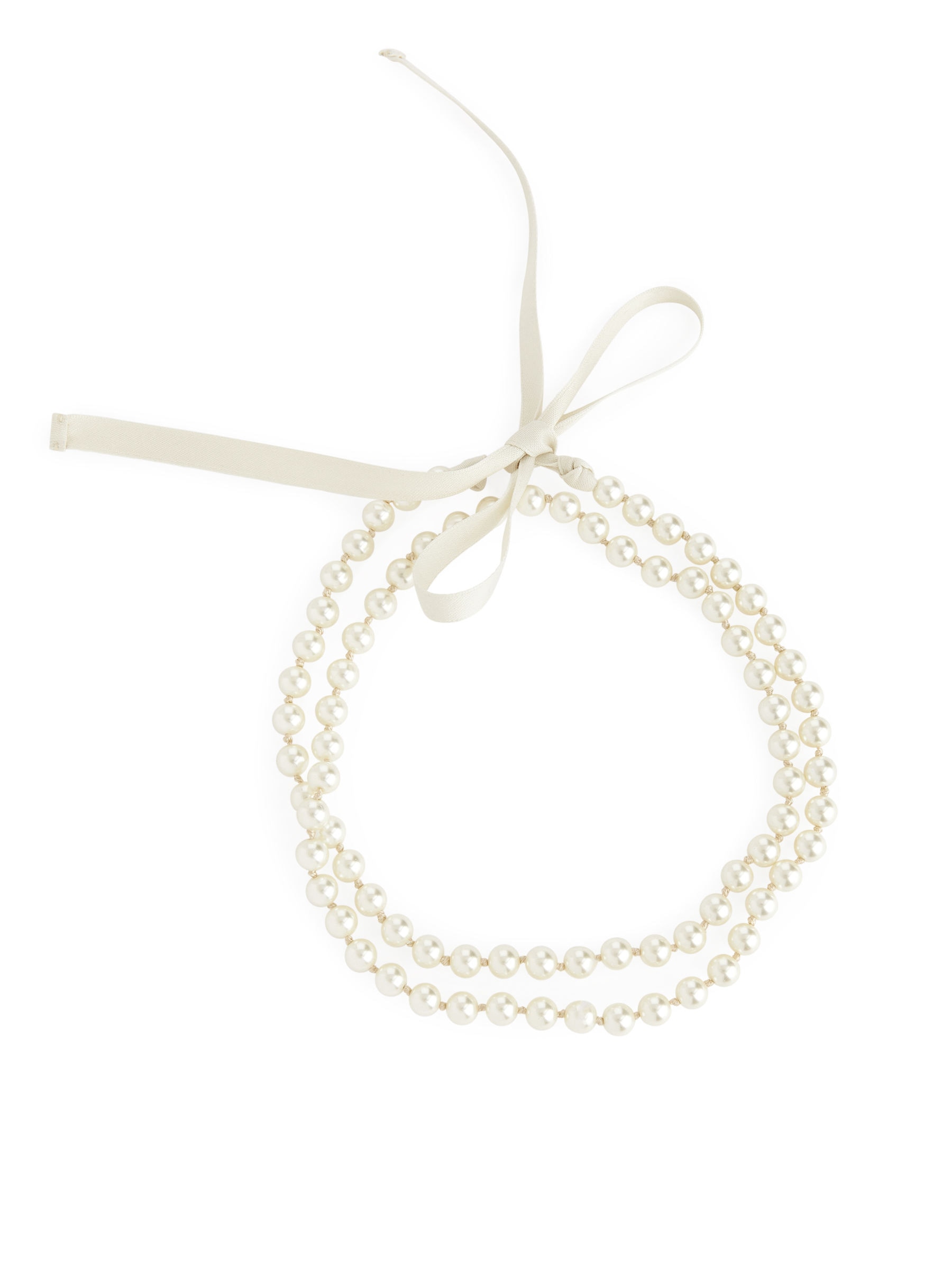 Perlenkette mit Bindeband - Weiß - Damen - StillMedia/DescriptiveStillLife - 1