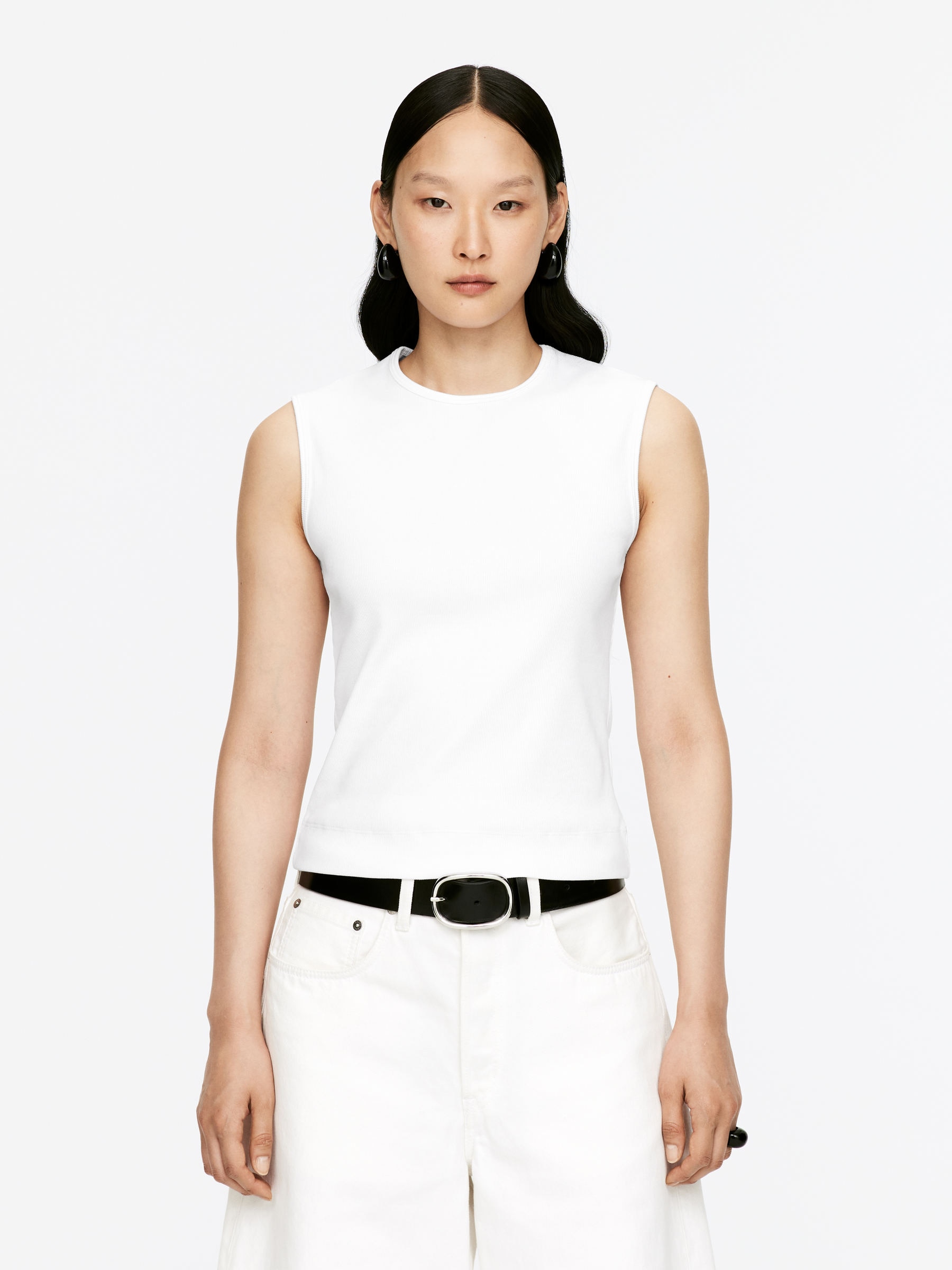 Rib Tank Top-#FFFFFF-15845