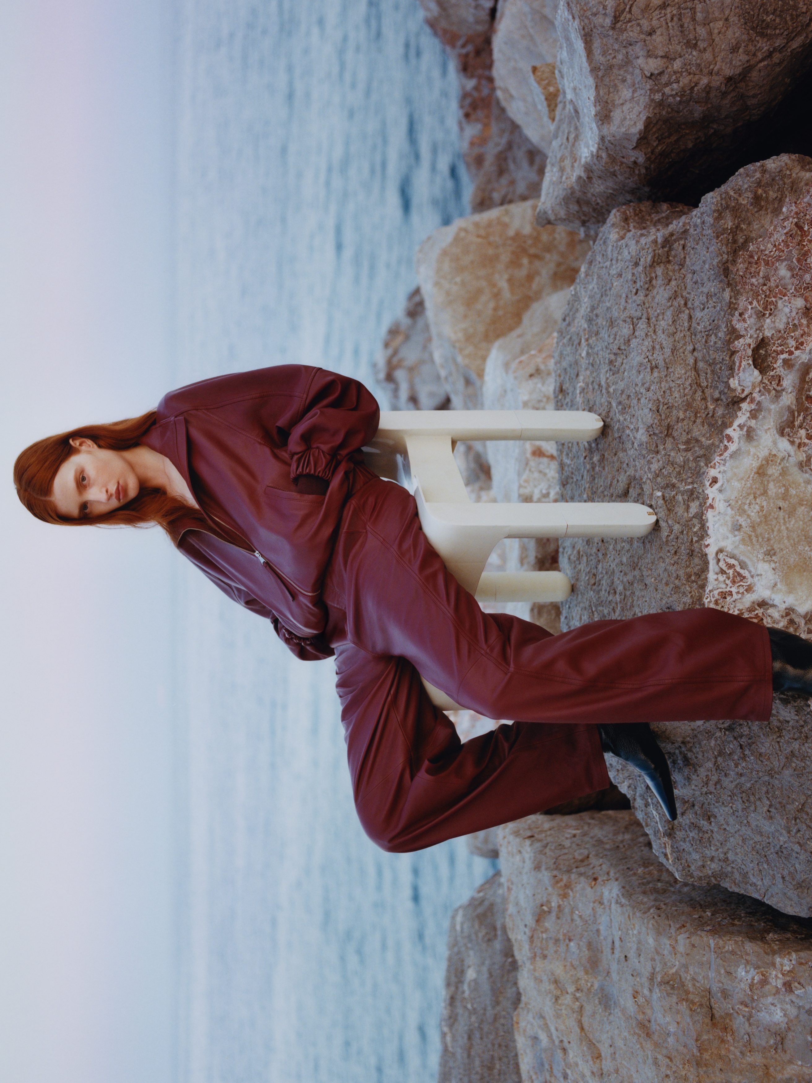 Barrel Leather Trousers - Dark Red - Relaxed fit - Women - StillMedia/Environmental - 1