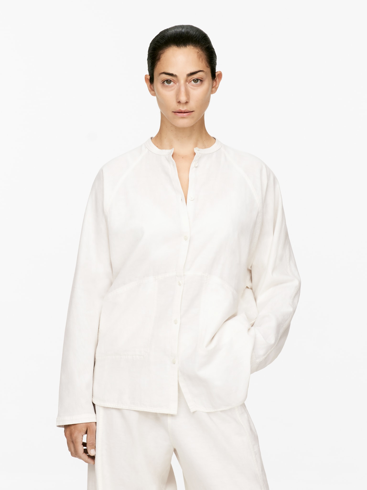Chemise en coton et lin - Blanc