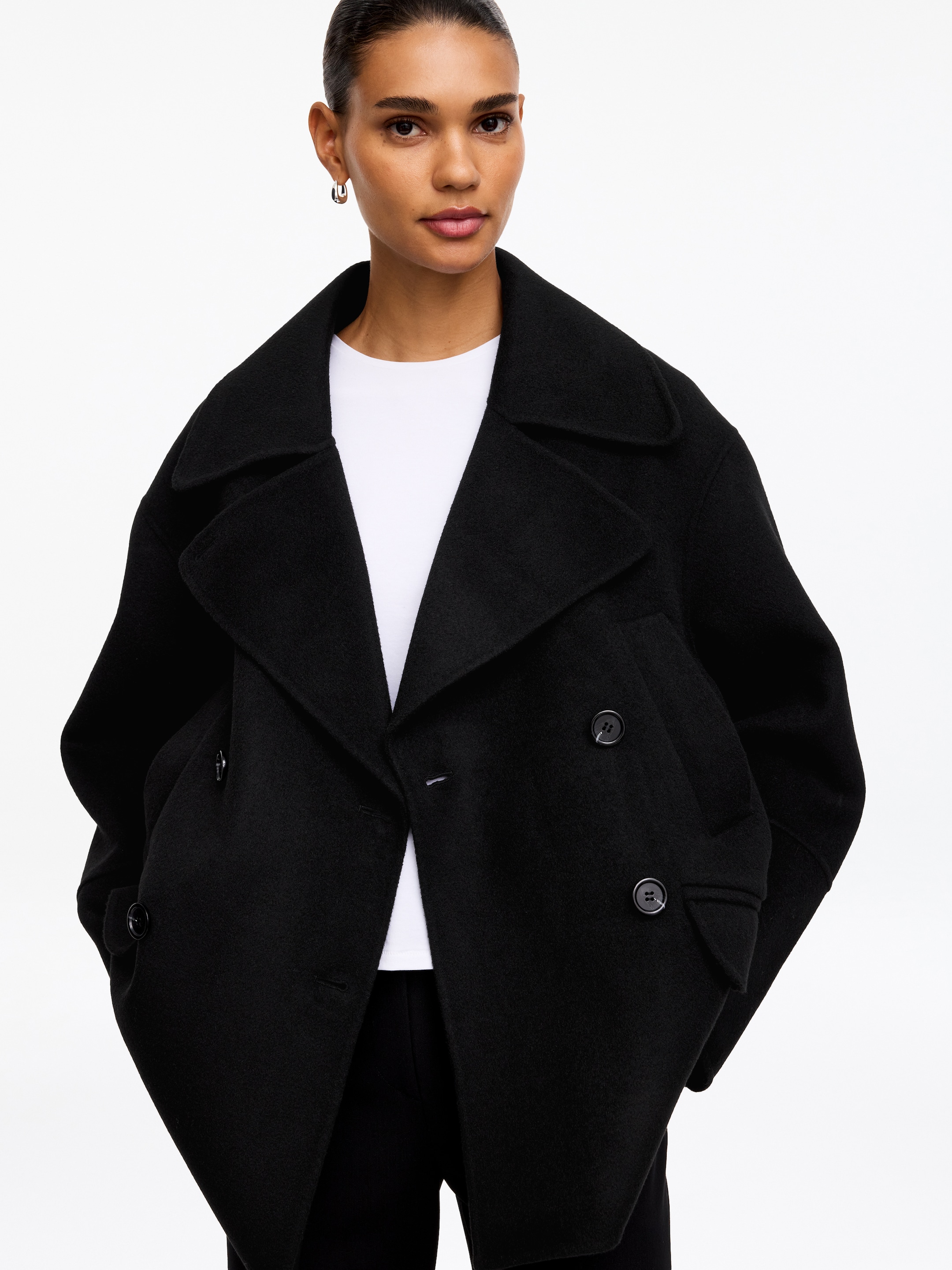 Wool-Blend Peacoat - Black - Relaxed fit - women - StillMedia/Lookbook - 2