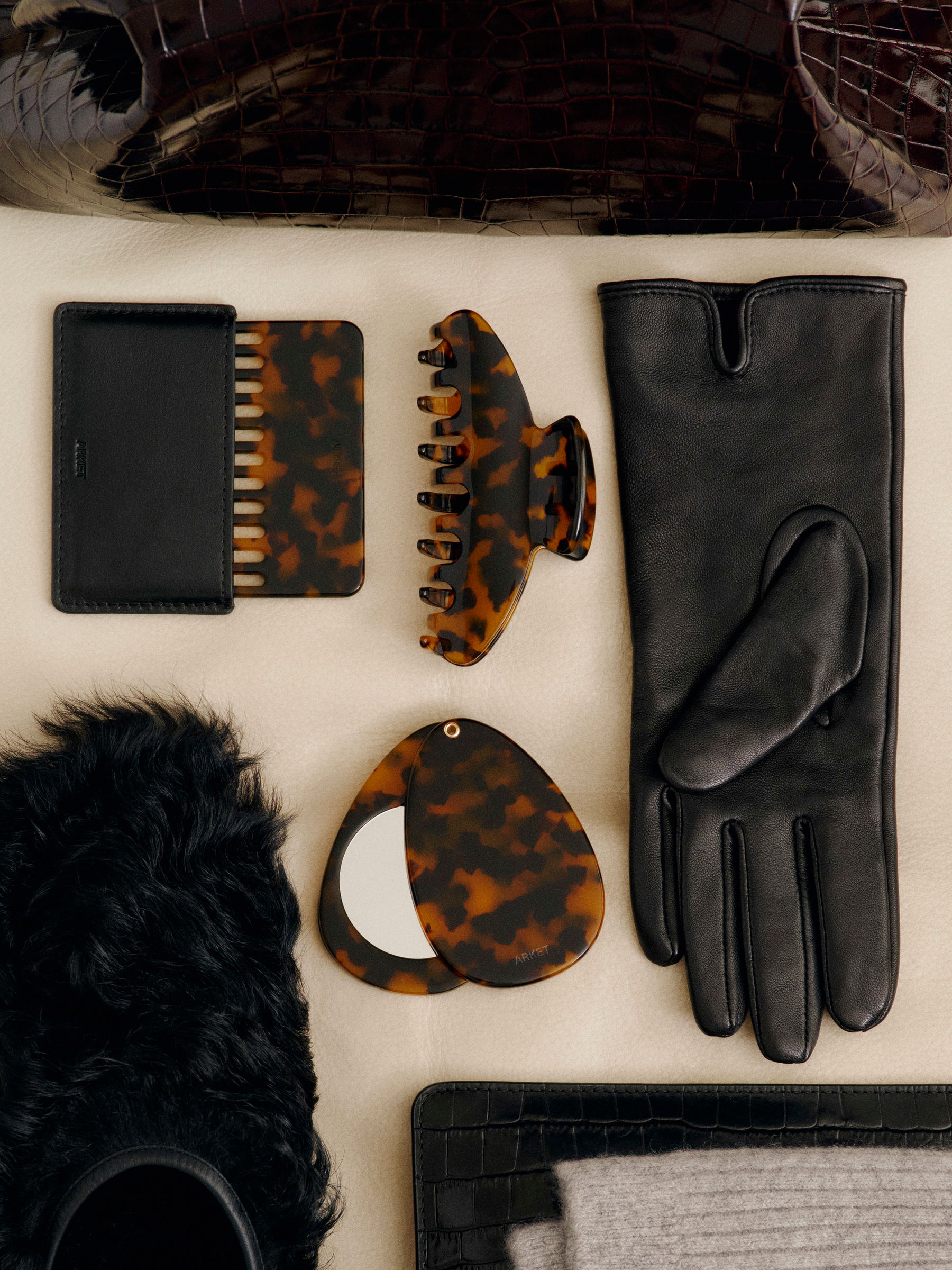 Lined Leather Gloves-#272628-13078