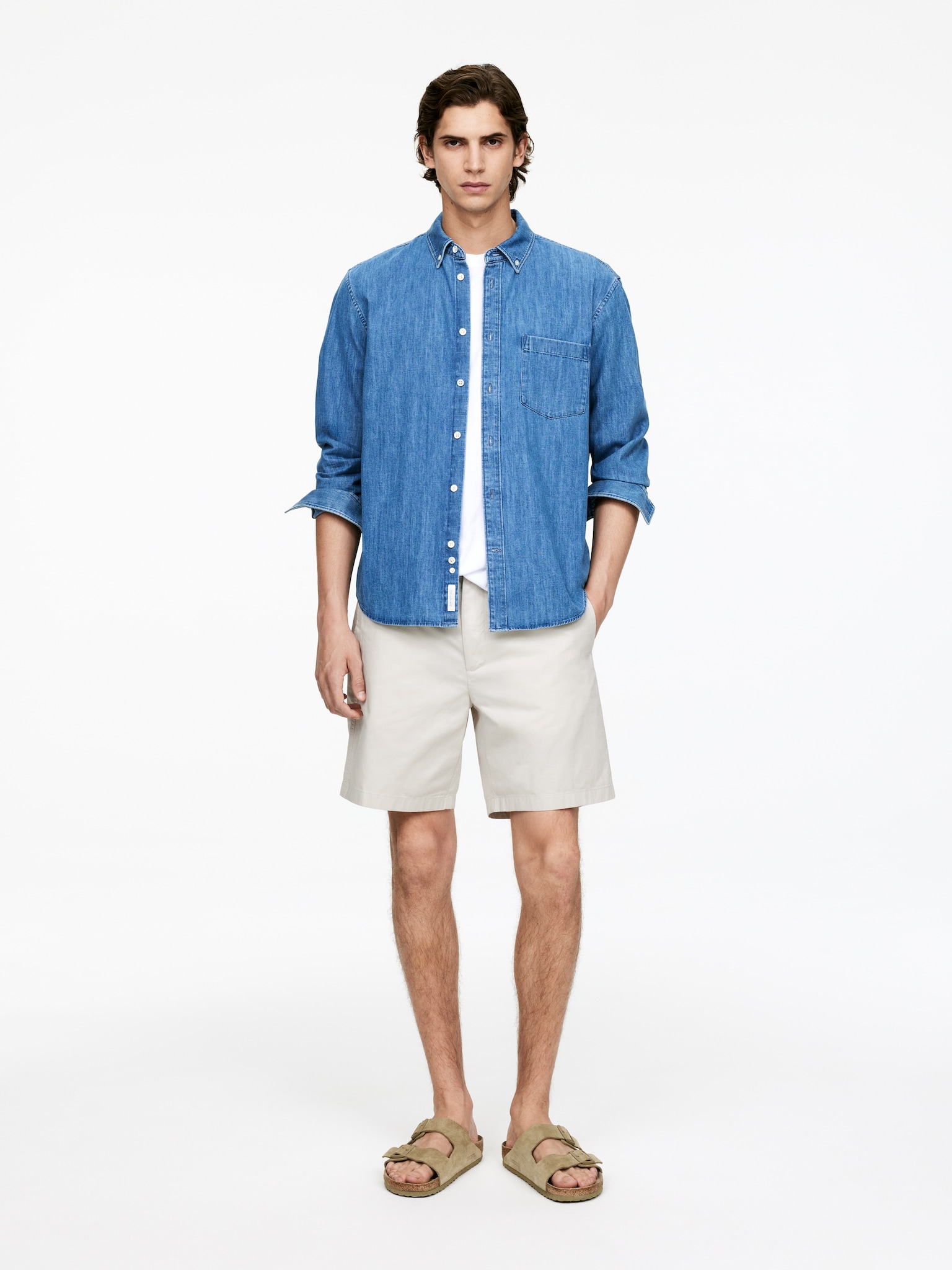 Shorts in cotone - Beige chiaro/Blu scuro/Verde scuro/Verde kaki