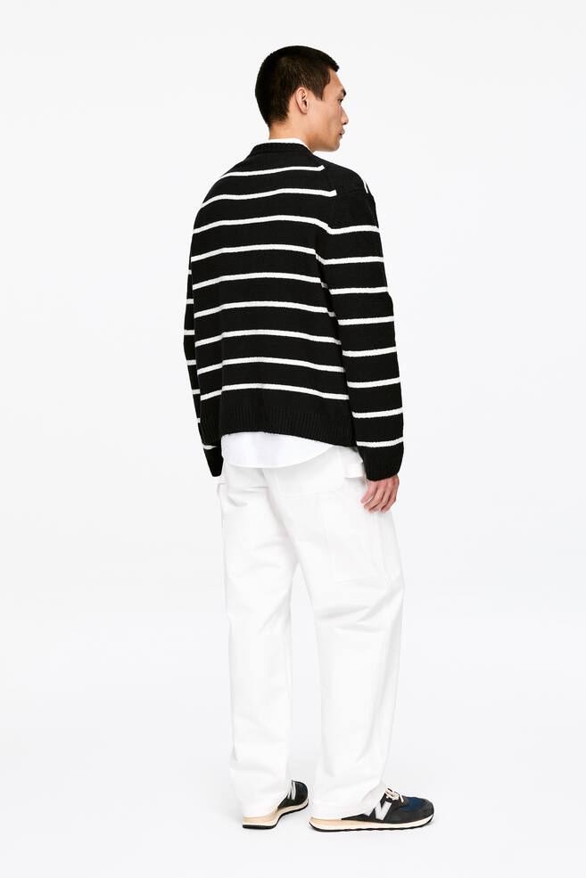 Lockerer Pullover aus Baumwollmischgewebe-Schwarz/Weiß - 3