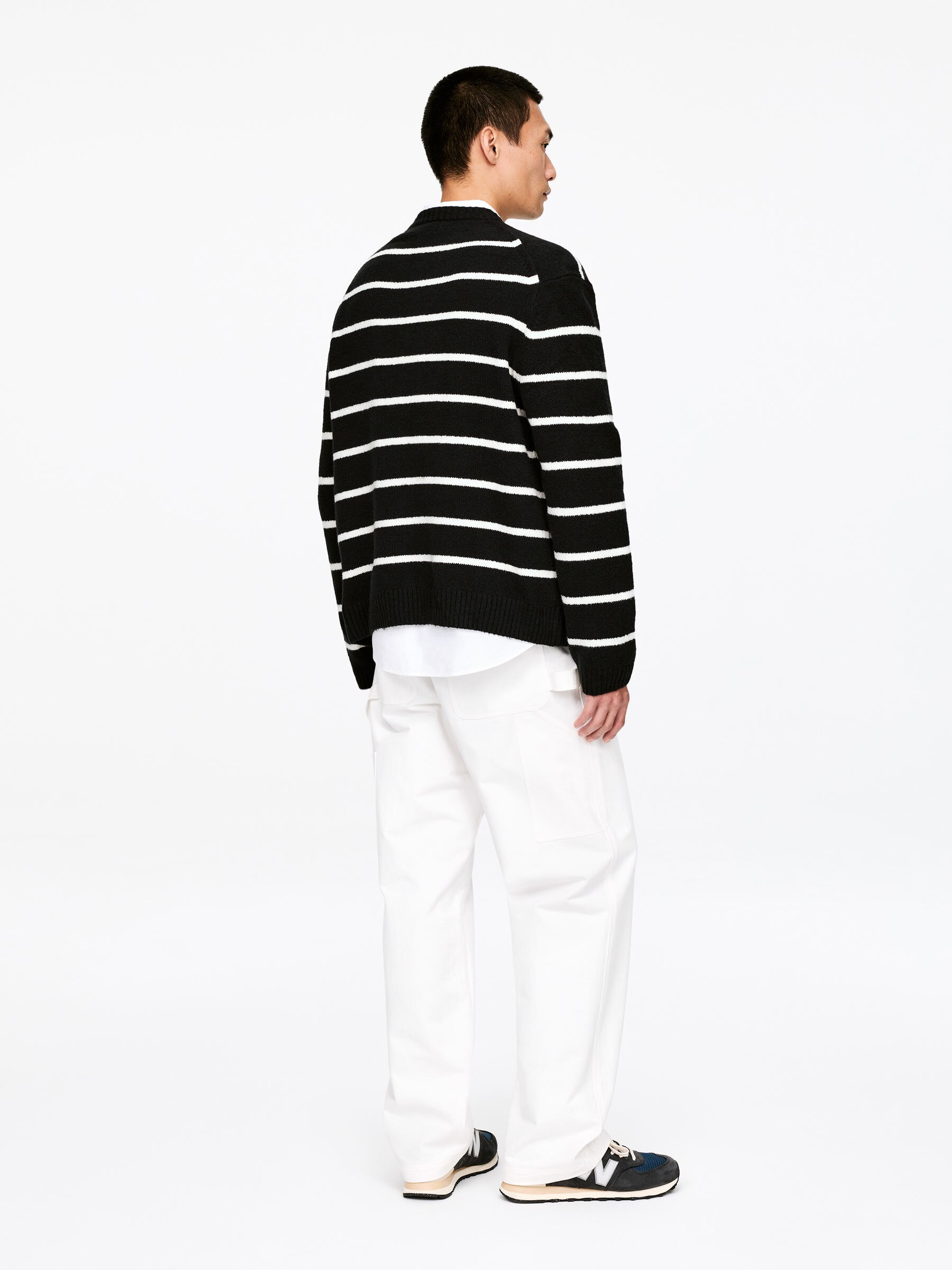 Relaxed Cotton Blend Jumper - Black/White - Relaxed fit - Men - StillMedia/Lookbook - 3