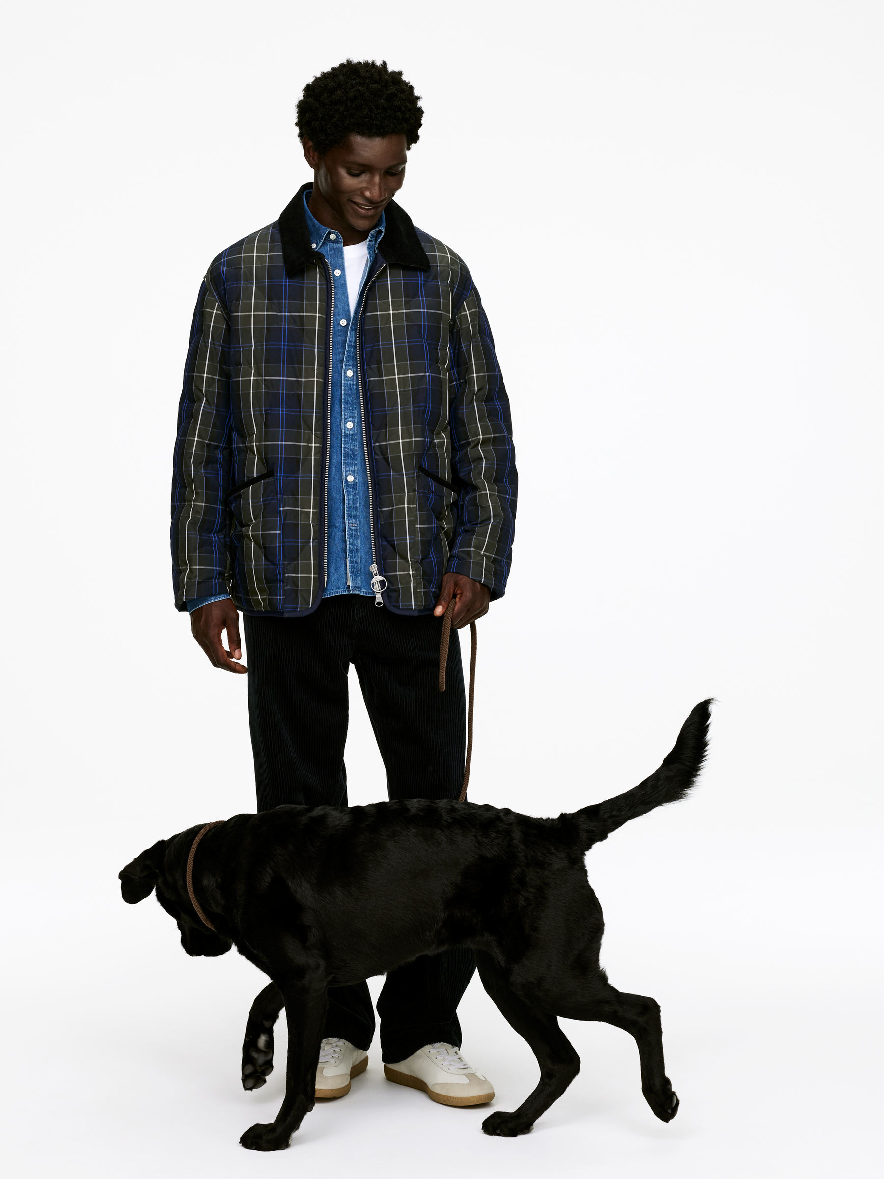 ARKET and Barbour Quilted Jacket - Dark Green/Checkered - Regular fit - Men - StillMedia/Lookbook - 6