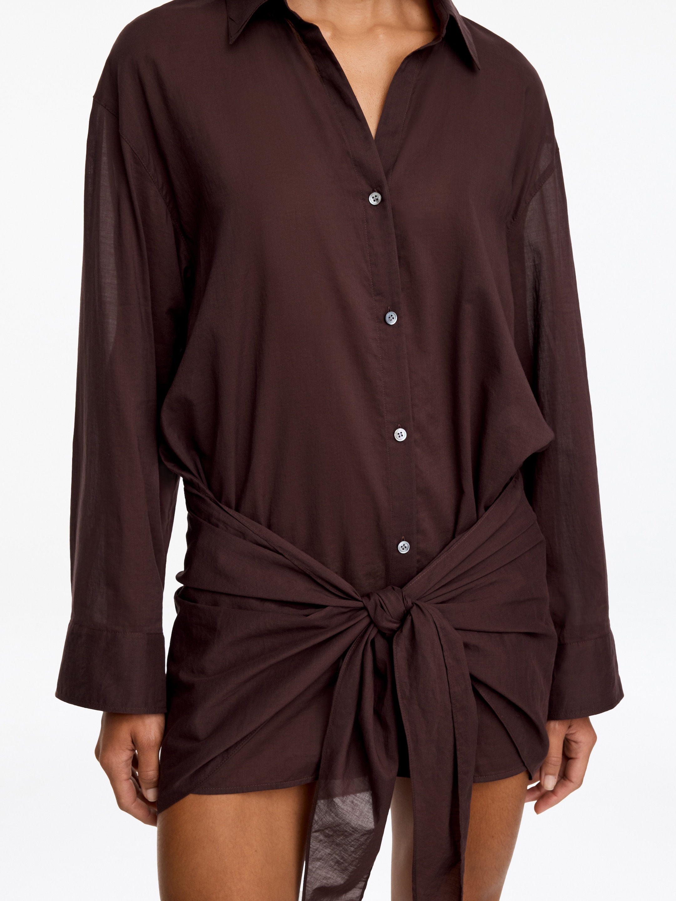Lyocell Blend Shirt Dress - Brown - Regular fit - Women - StillMedia/Lookbook - 2