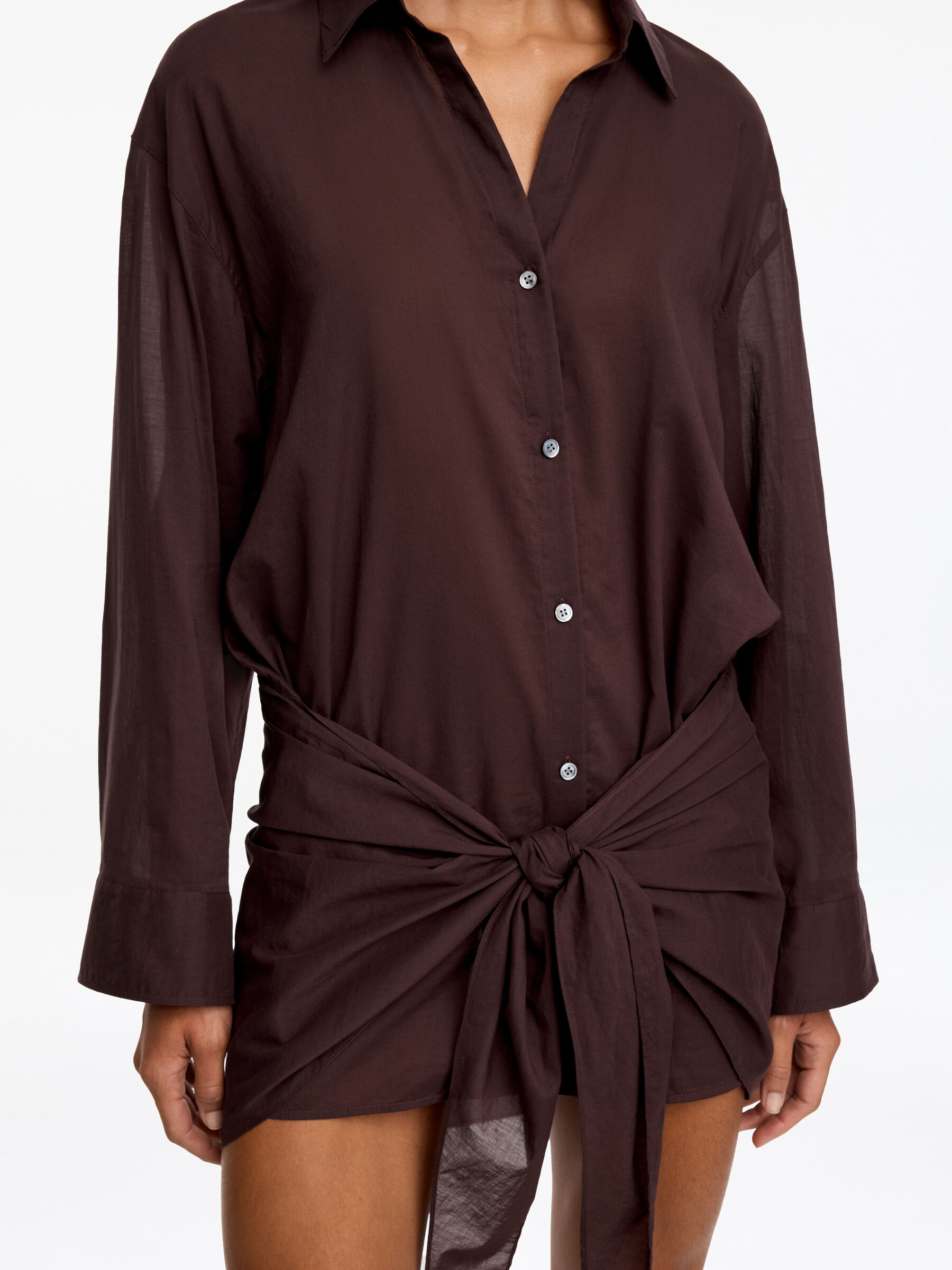 Lyocell Blend Shirt Dress - Brown - Regular fit - Women - StillMedia/Lookbook - 2