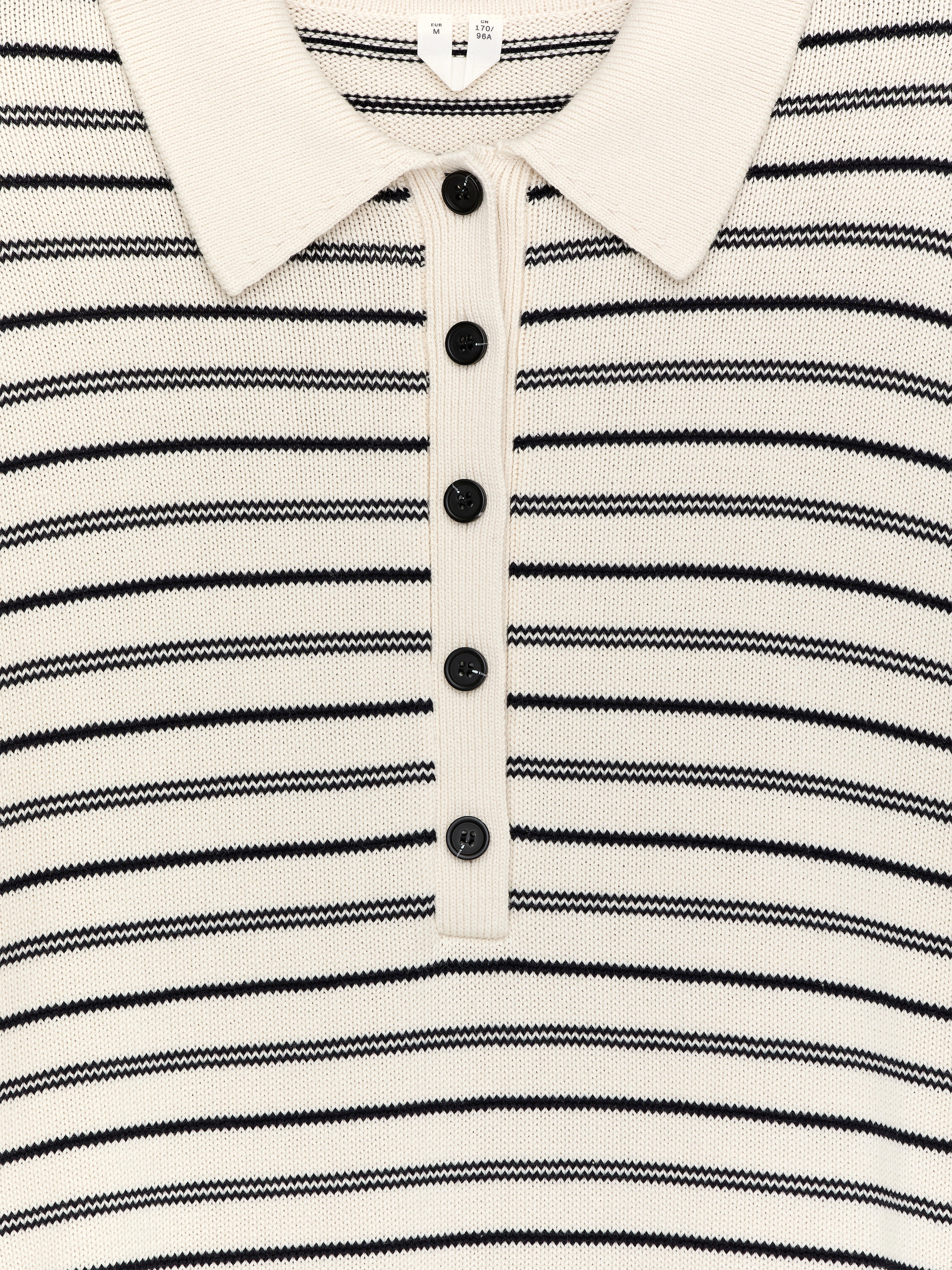 Knitted Polo Shirt - Beige/Striped - Regular fit - Women - StillMedia/DescriptiveDetail - 2