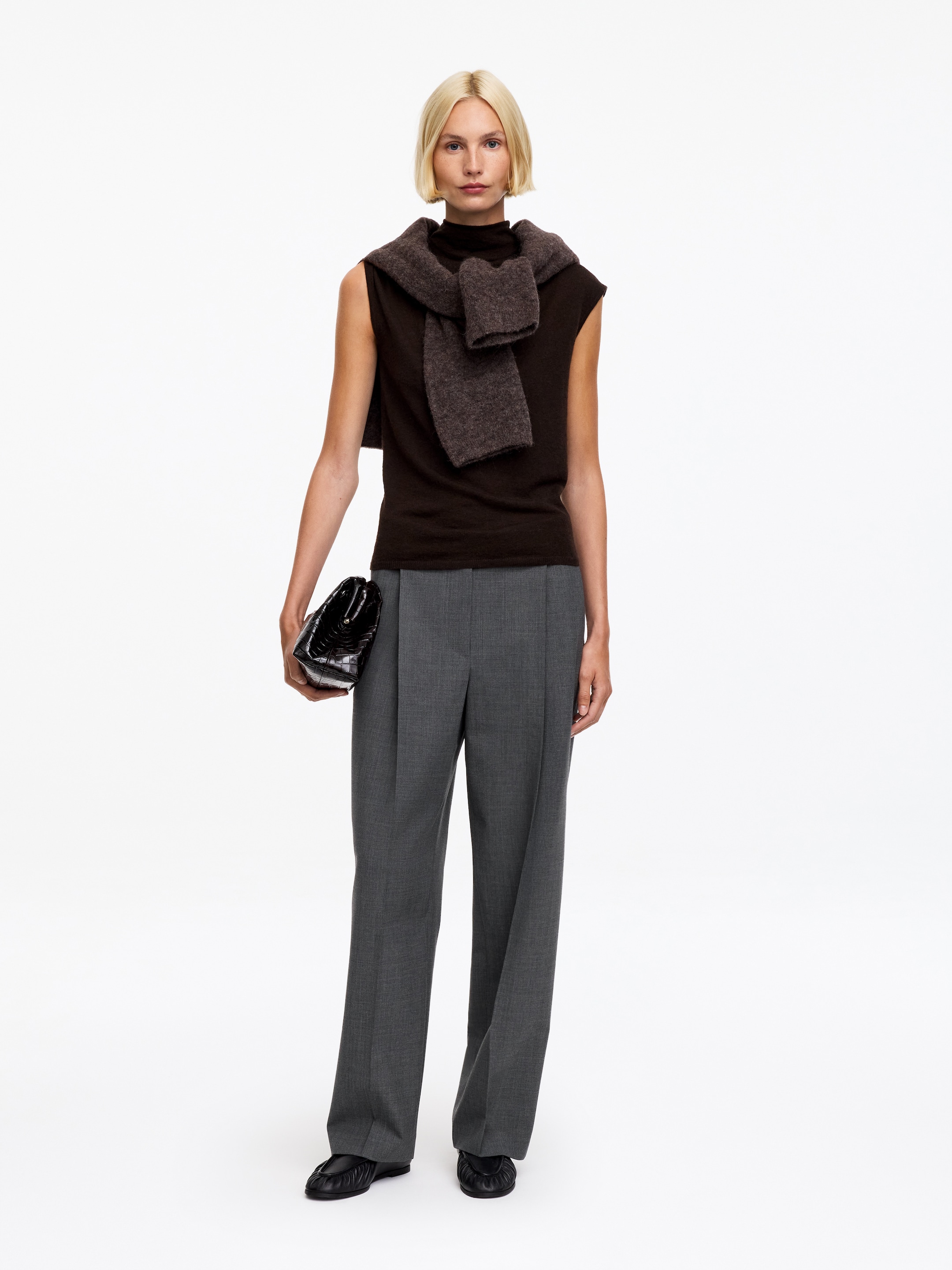 Pleated Wool-blend Trousers - Grey - Regular fit - Women - StillMedia/Lookbook - 6