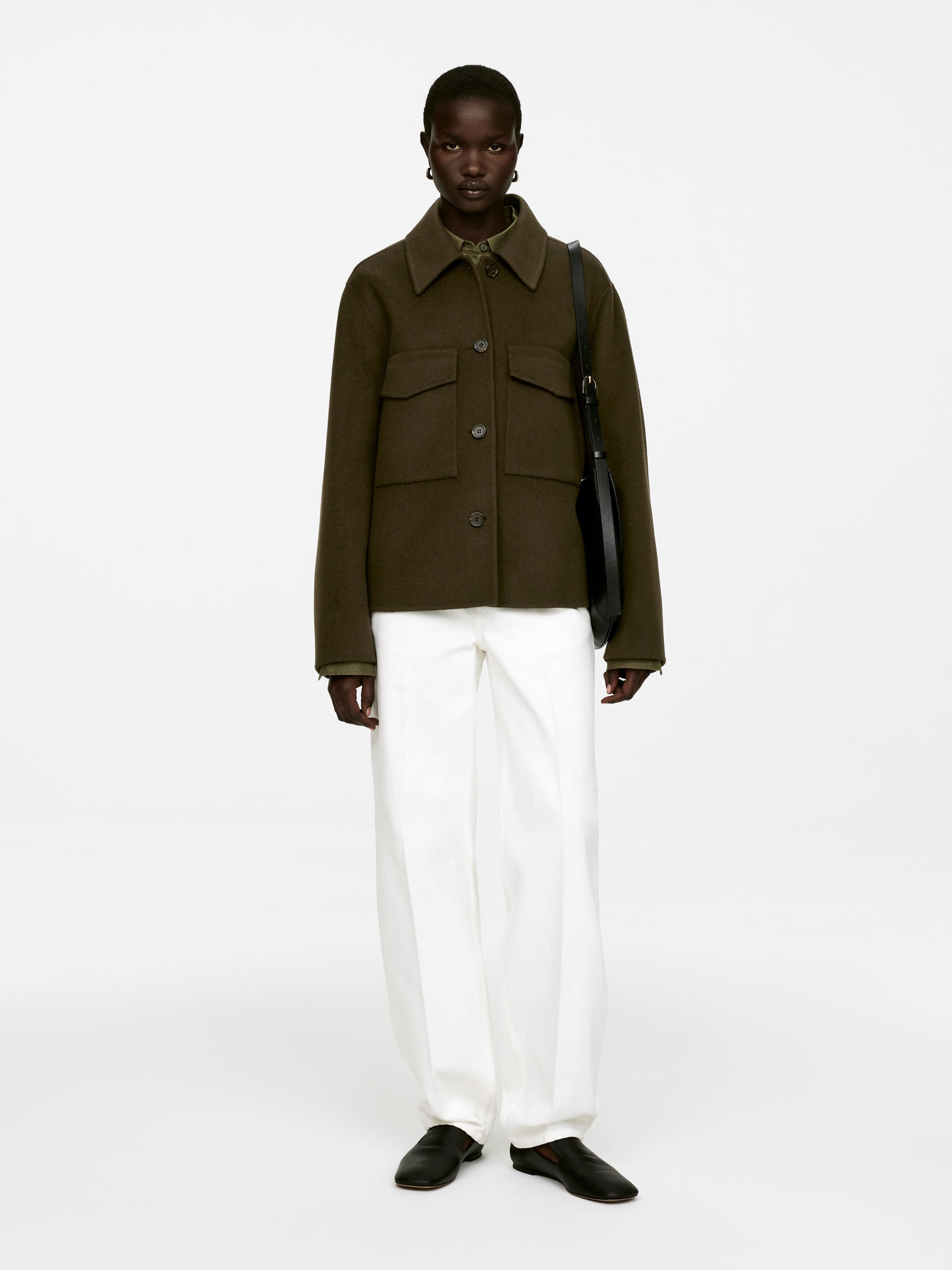 Double-Face Wool Overshirt - Khaki Green - Regular fit - Women - StillMedia/Lookbook - 9