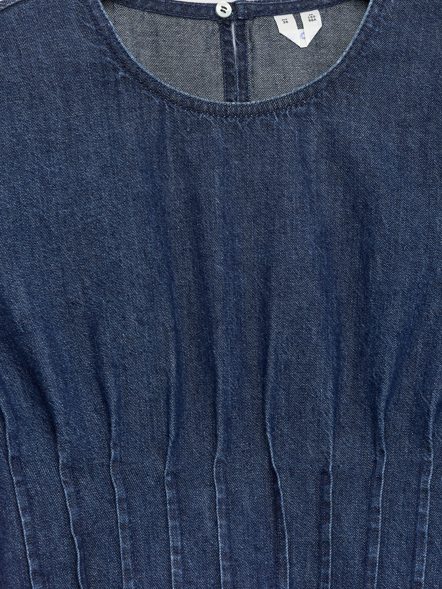 Pleated Denim Top - Dark Blue - Regular fit - Women - StillMedia/DescriptiveDetail - 1