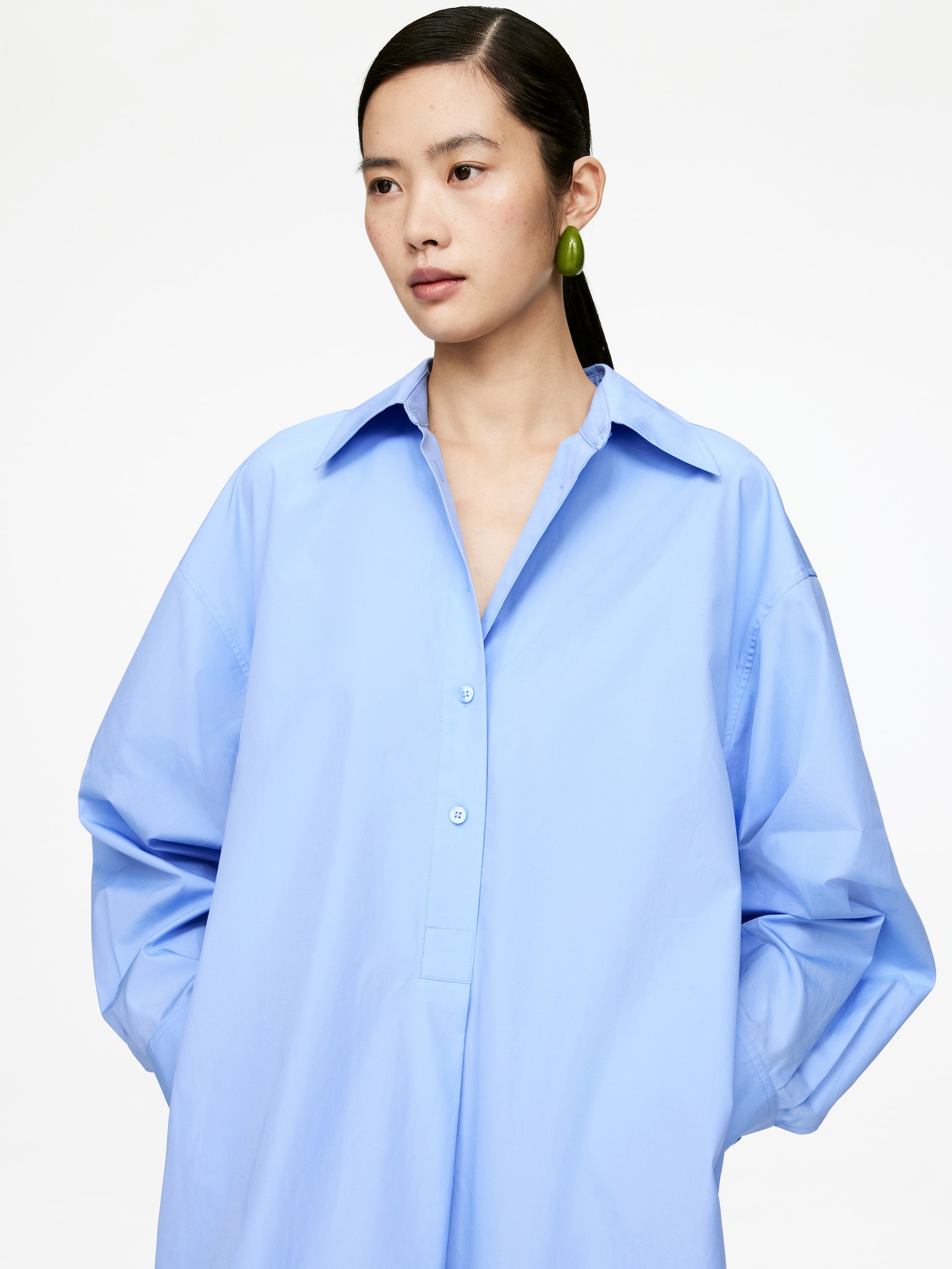 Robe chemise oversize - Bleu ciel/Rose poudré - 6