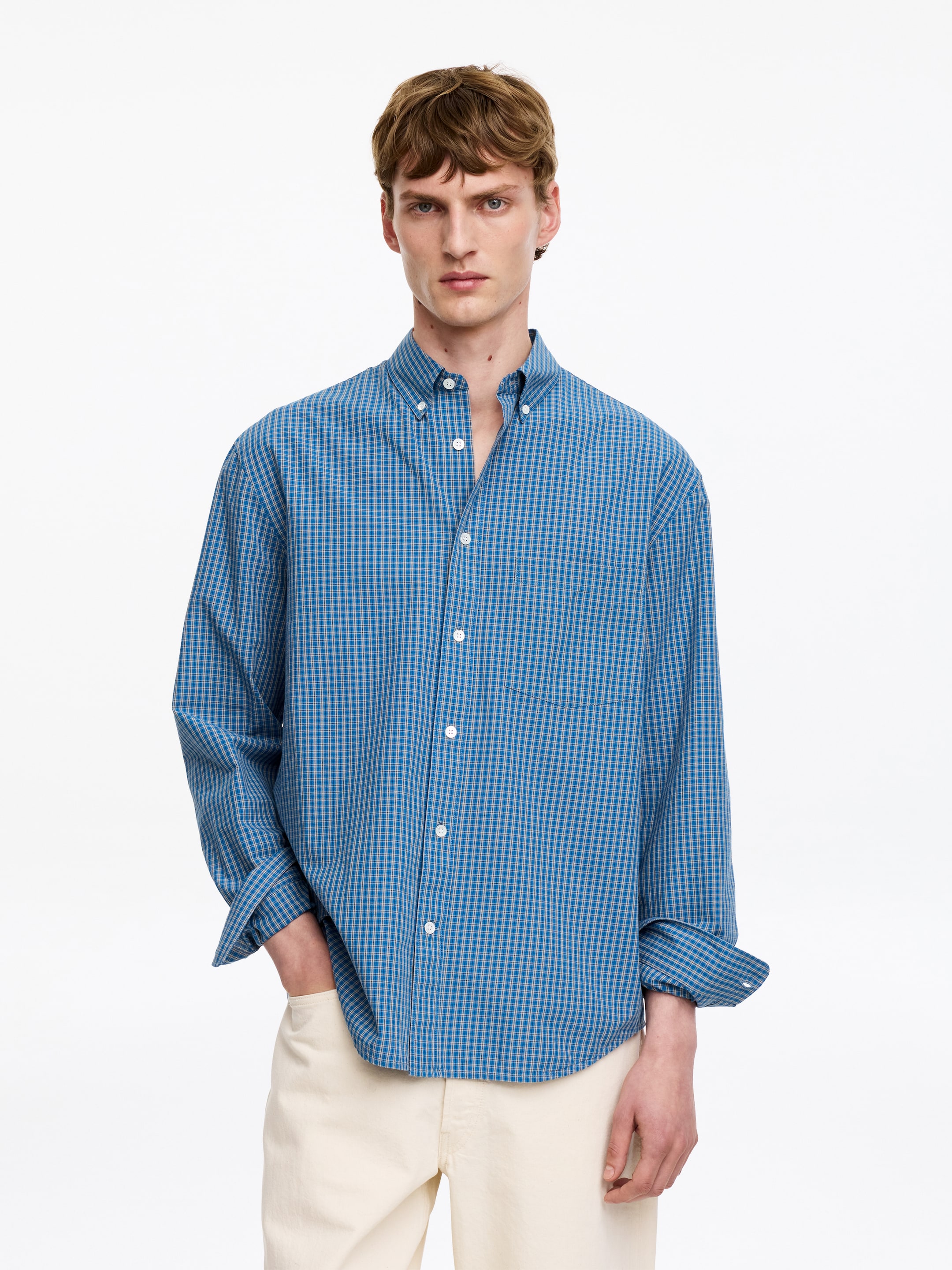 Relaxed Cotton Shirt-#5188ac-19702