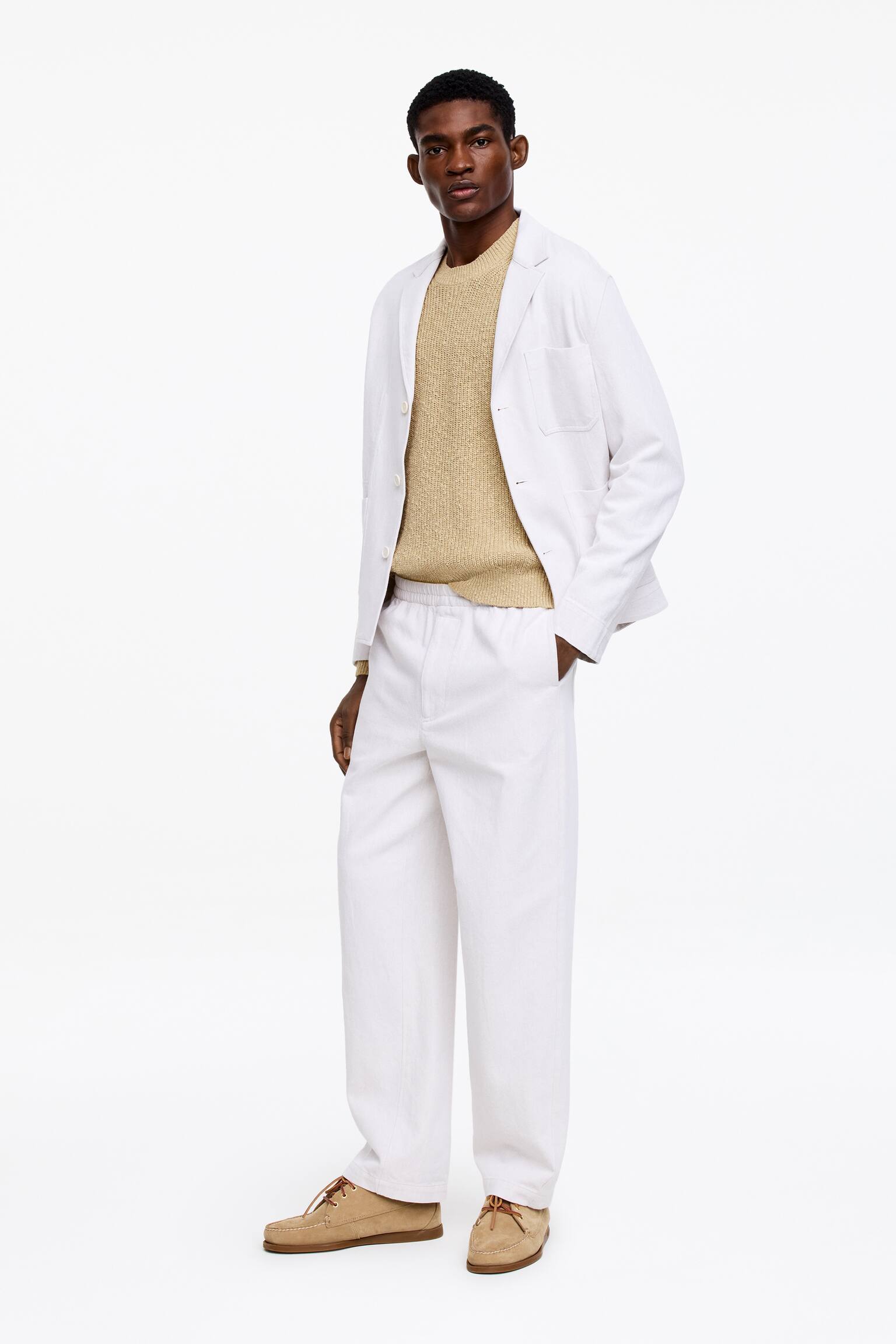 Jersey de mezcla de lino y algodón - Beige - 3