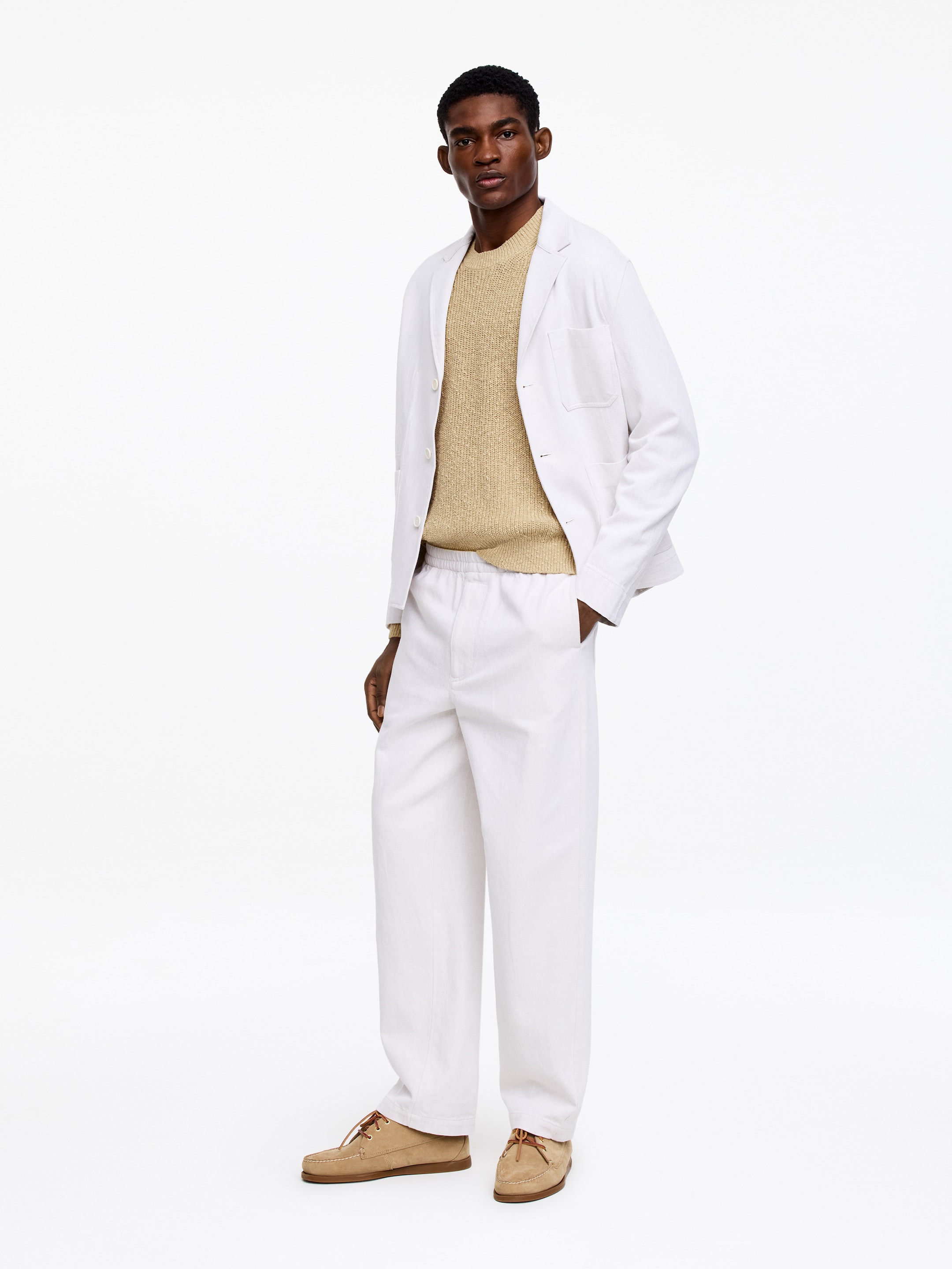 Cotton Linen Blend Jumper - Beige - Regular fit - Men - StillMedia/Lookbook - 2