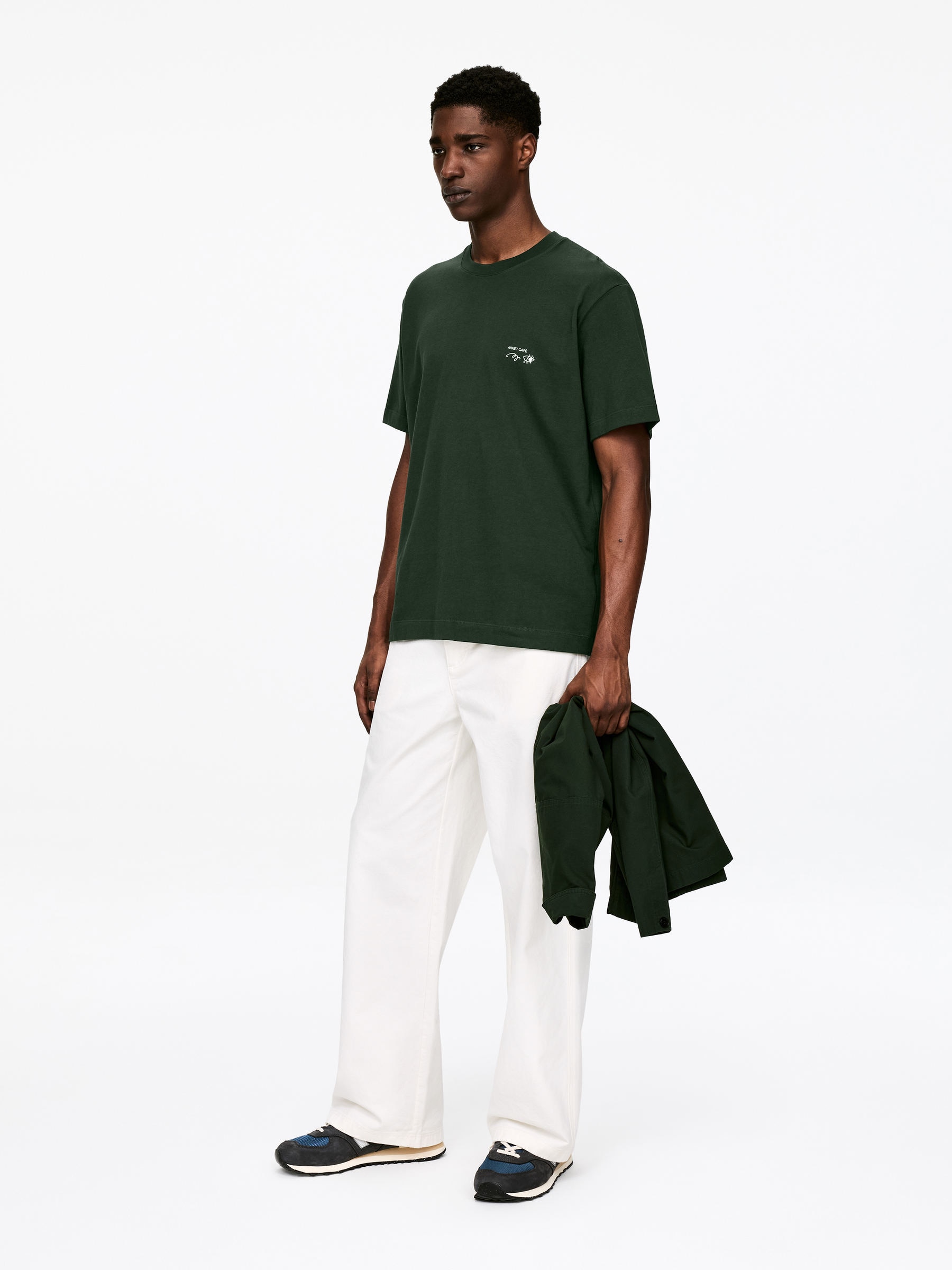 ARKET CAFÉ Printed T-Shirt - Dark Green/White - Loose fit - Café - StillMedia/Lookbook - 1