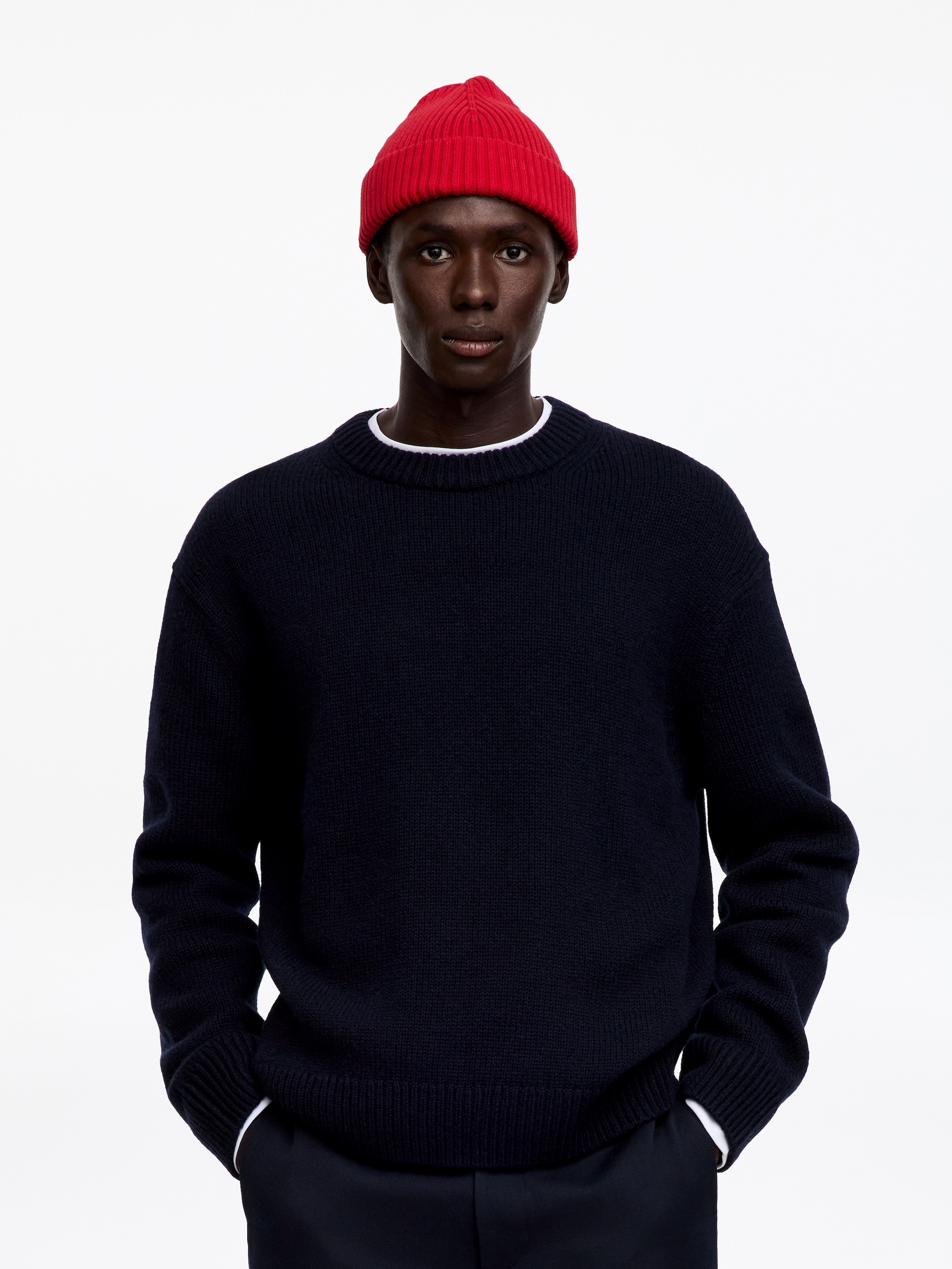 Bawełniana czapka w prążki - Czerwony - men - StillMedia/Lookbook - 2