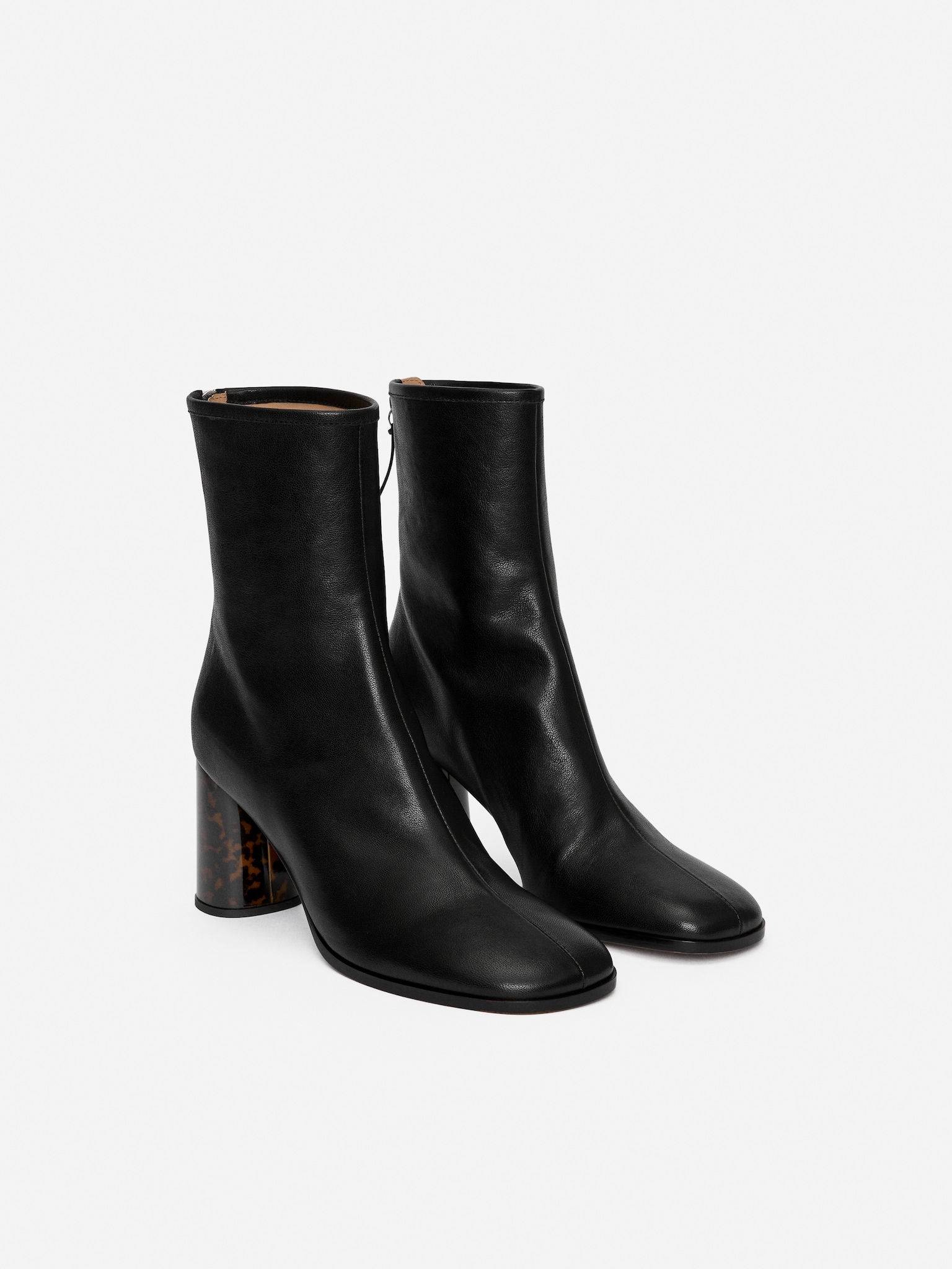 Tortoise-Heel Sock Boots - Black - 3