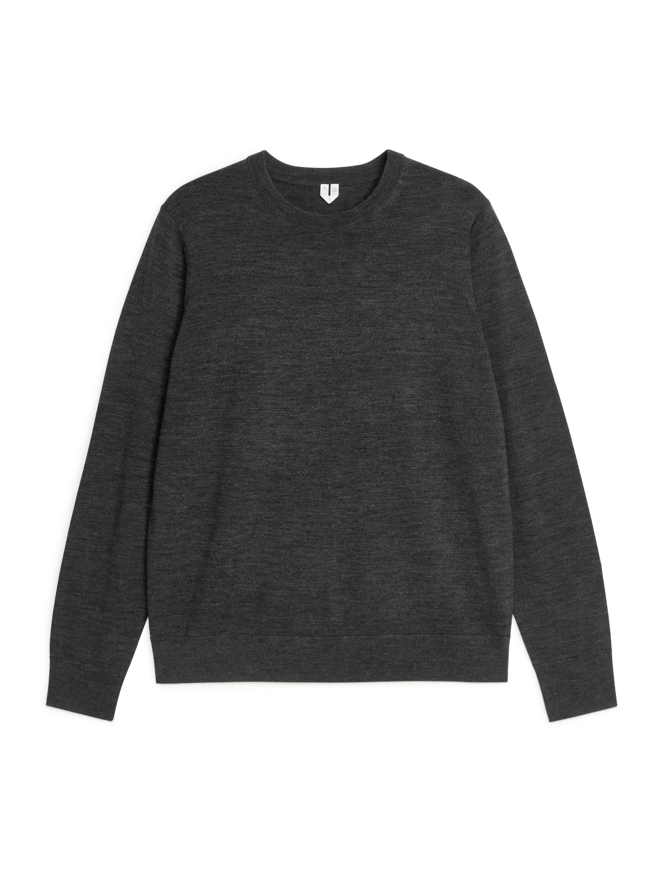 Fine Knit Merino Jumper - Dark Grey Melange - Regular fit - Men - StillMedia/DescriptiveStillLife - 1