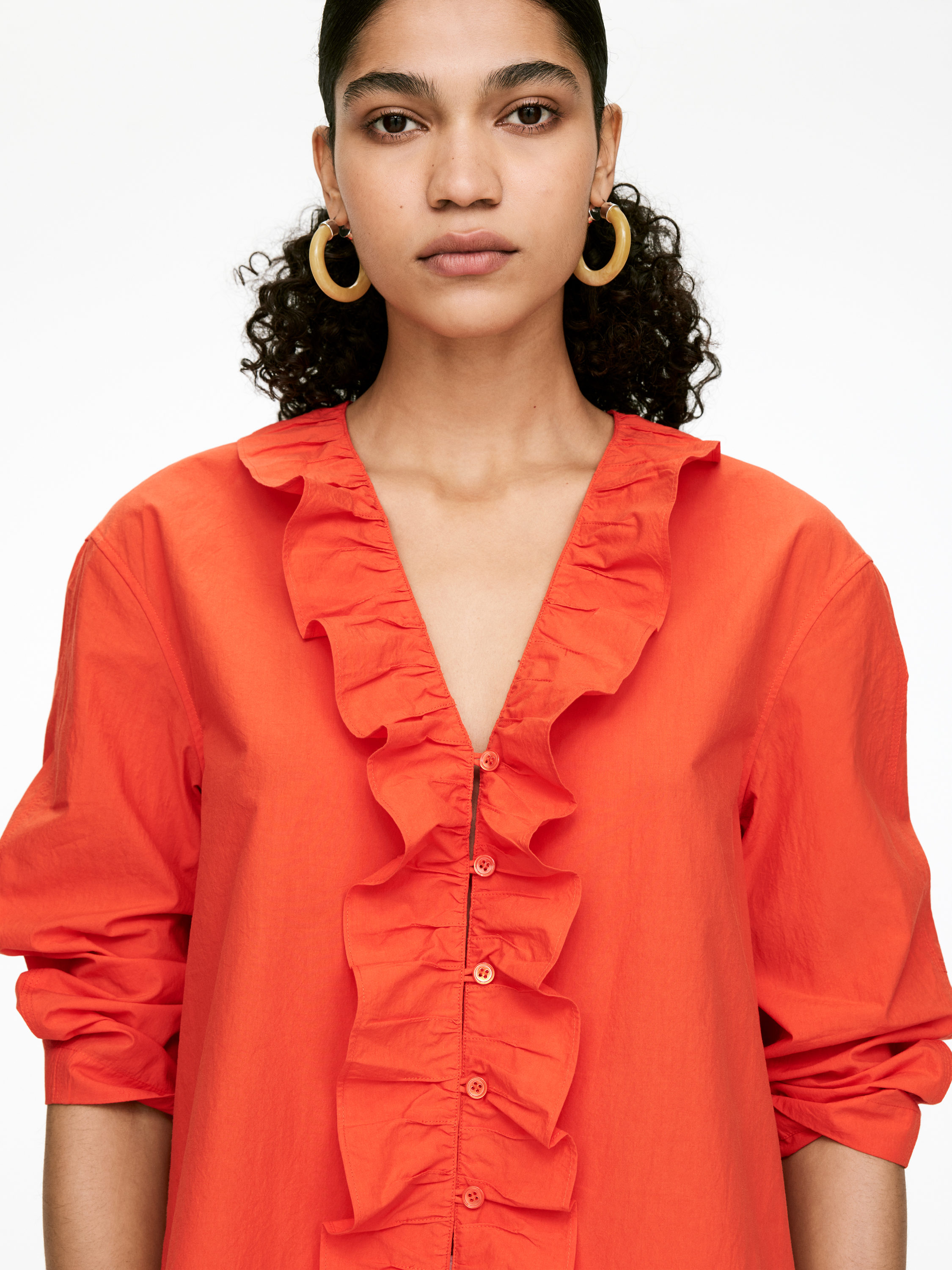 Frill Blouse - Bright Orange - Regular fit - Women - StillMedia/Lookbook - 6
