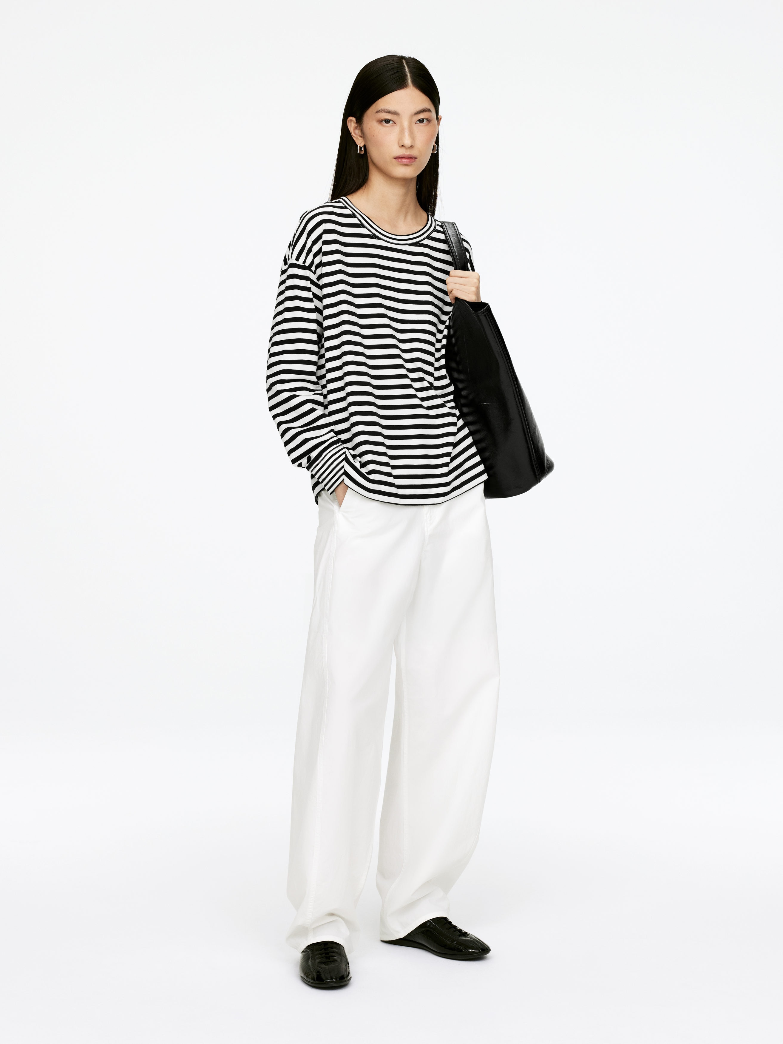 Long-Sleeved T-Shirt - White/Black - Regular fit - Women - StillMedia/Lookbook - 3