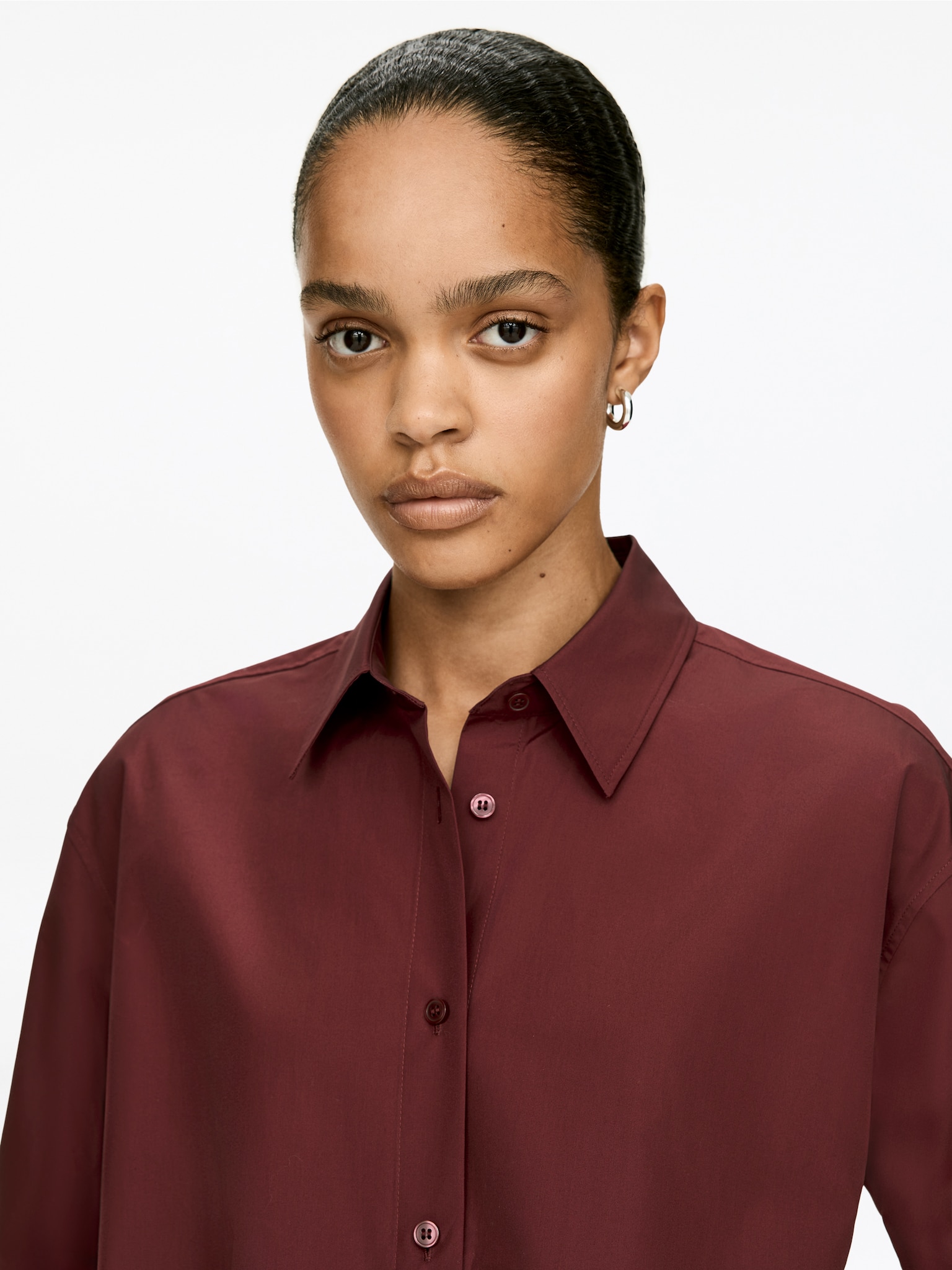 Chemisier péplum en coton - Rouge foncé - 5