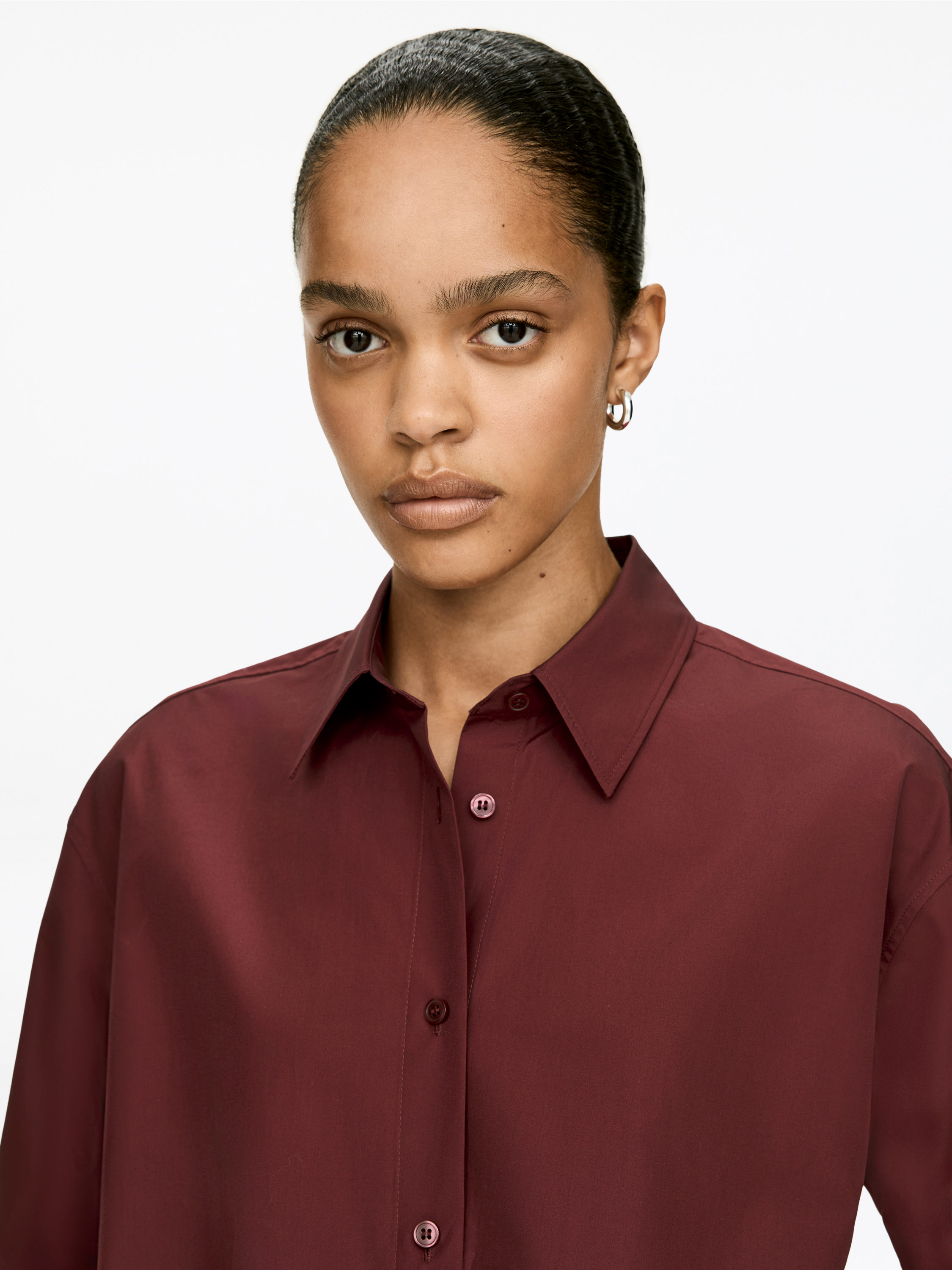 Cotton Peplum Blouse - Dark Red - Regular fit - Women - StillMedia/Lookbook - 4