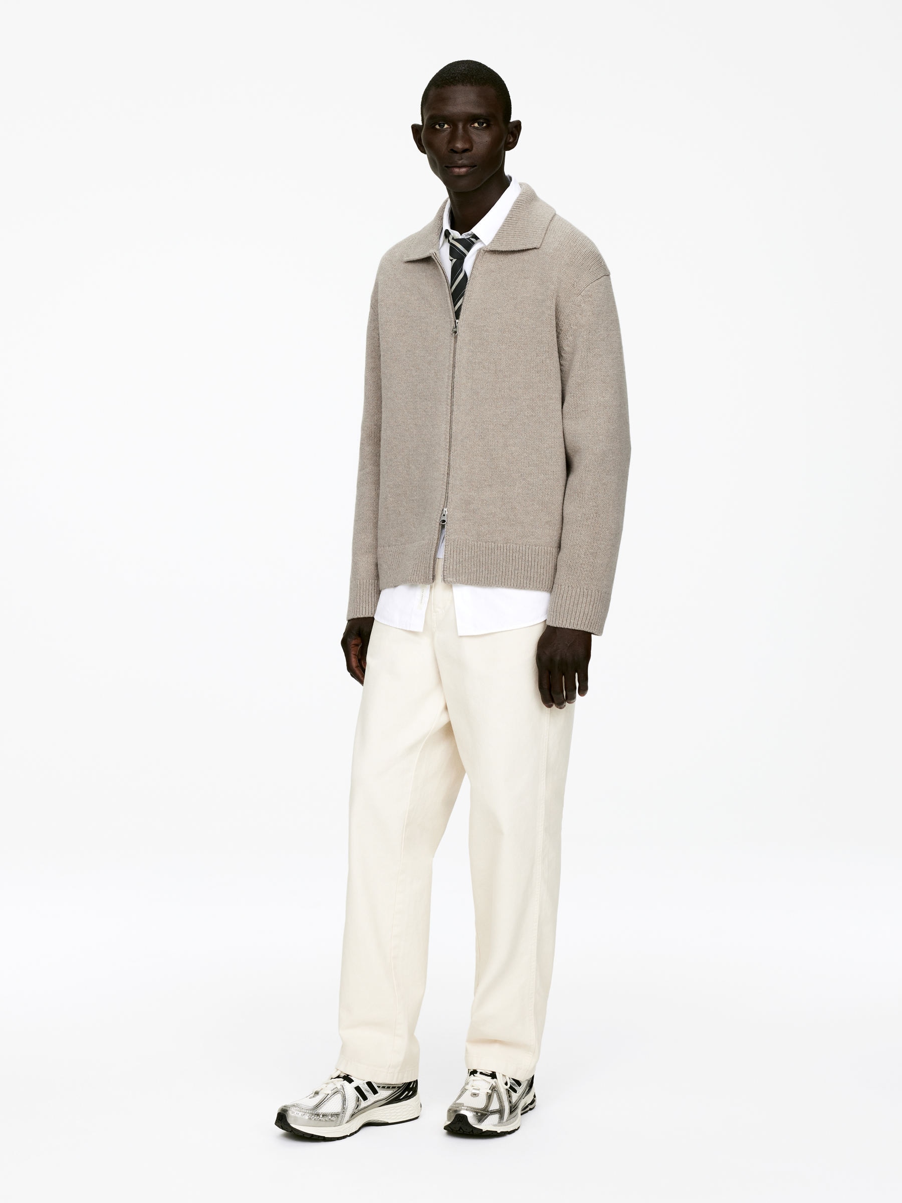 Wool Zip Cardigan - Beige - Regular fit - Men - StillMedia/Lookbook - 6