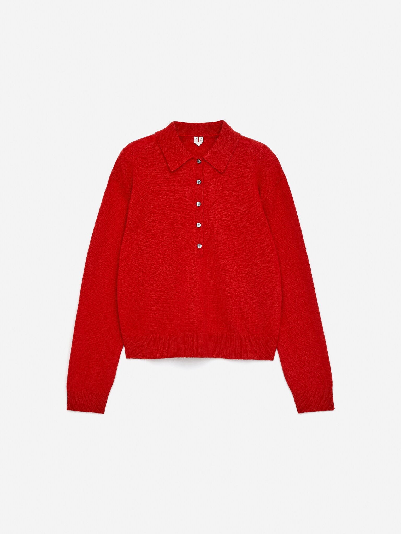Pull polo en laine - Rouge/Gris foncé - 2