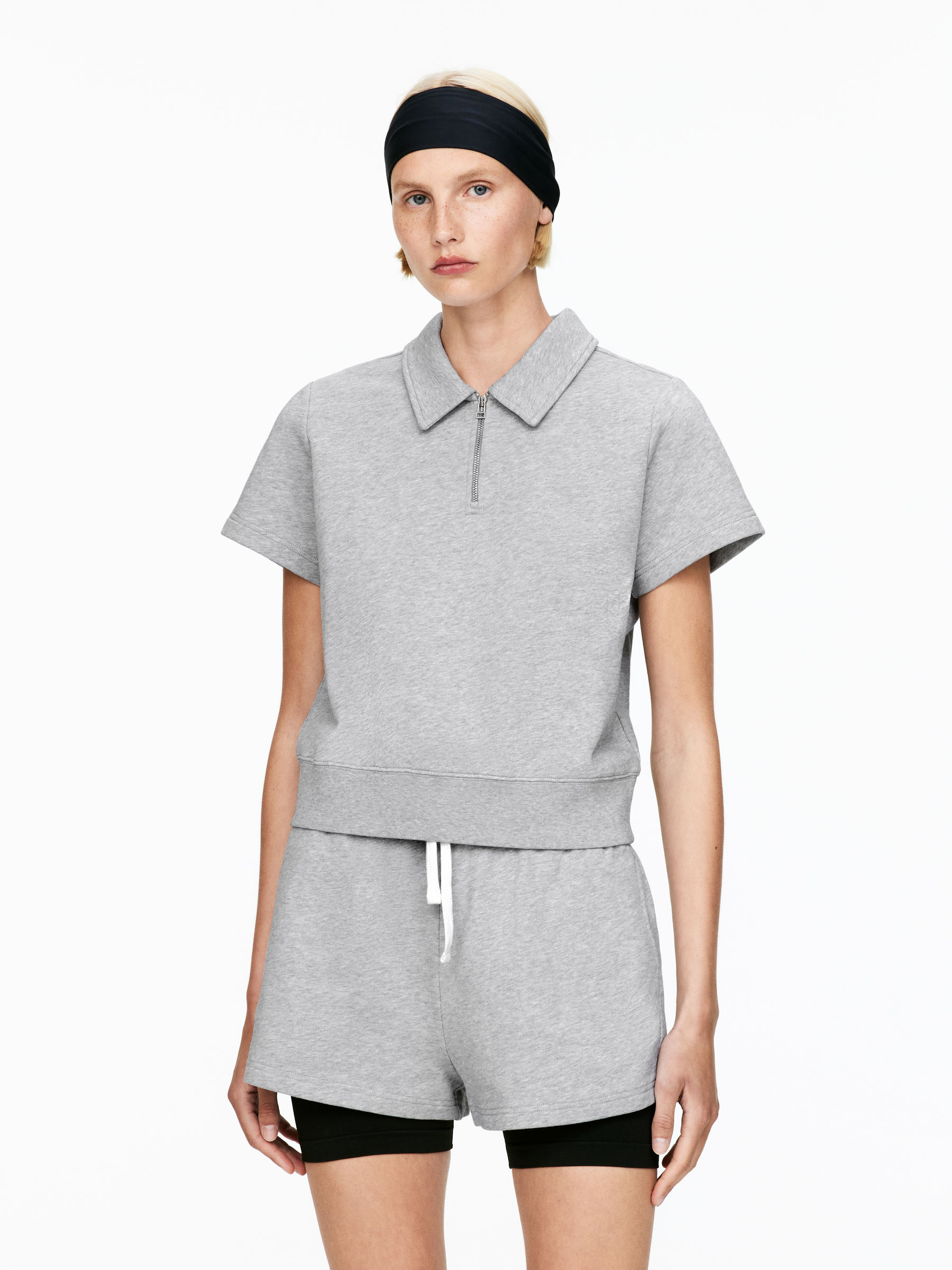Half-Zip Terry Top - Grey - Regular fit - Women - StillMedia/Lookbook - 4