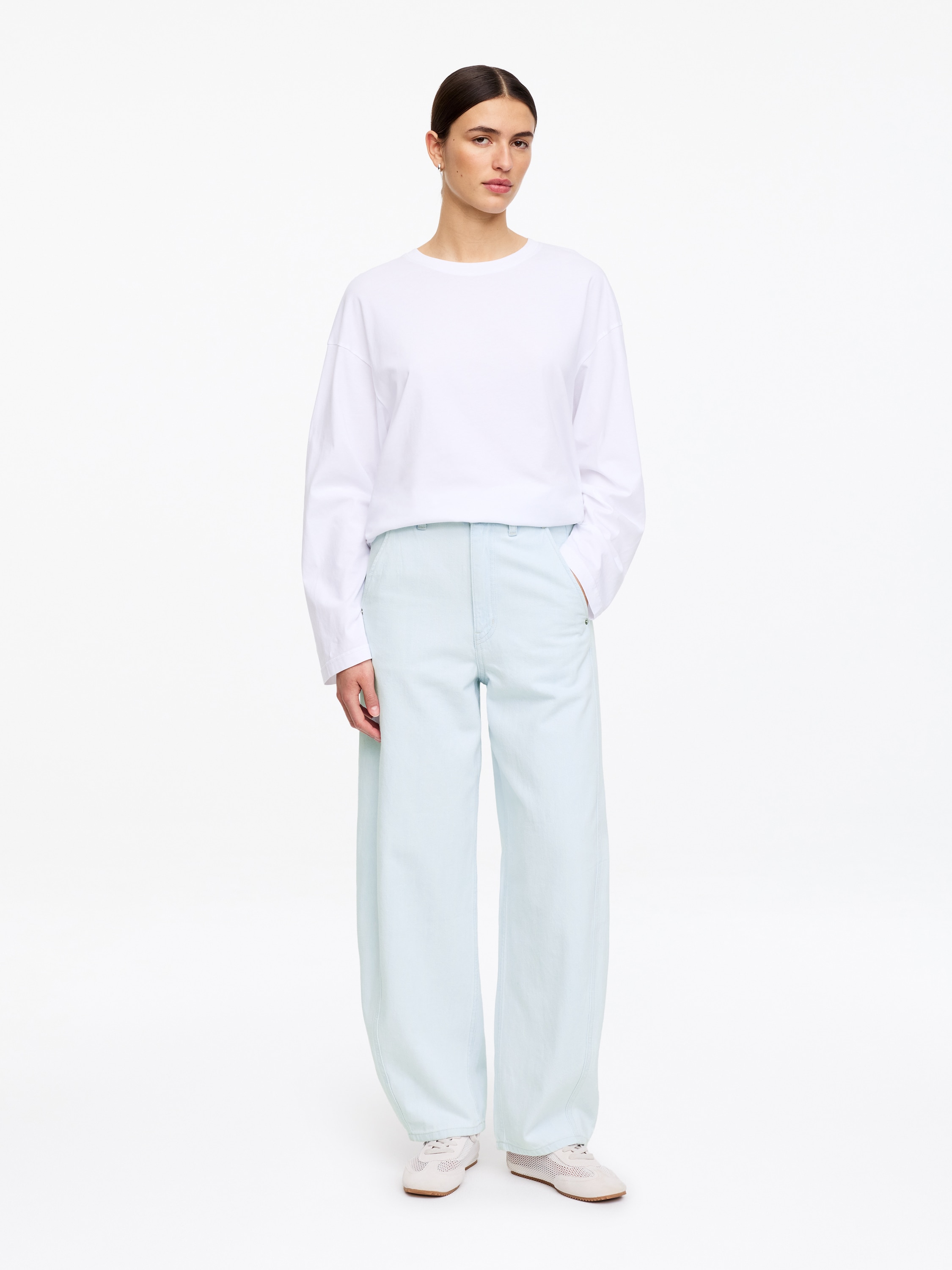 Barrel-leg jeans-Ljusblå