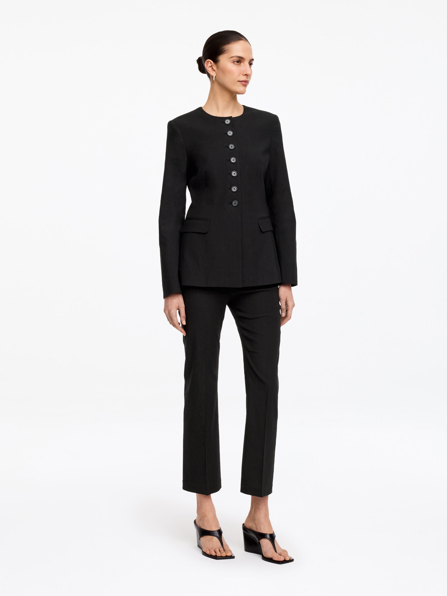 Linen-Blend Blazer - Black - Slim fit - Women - StillMedia/Lookbook - 2
