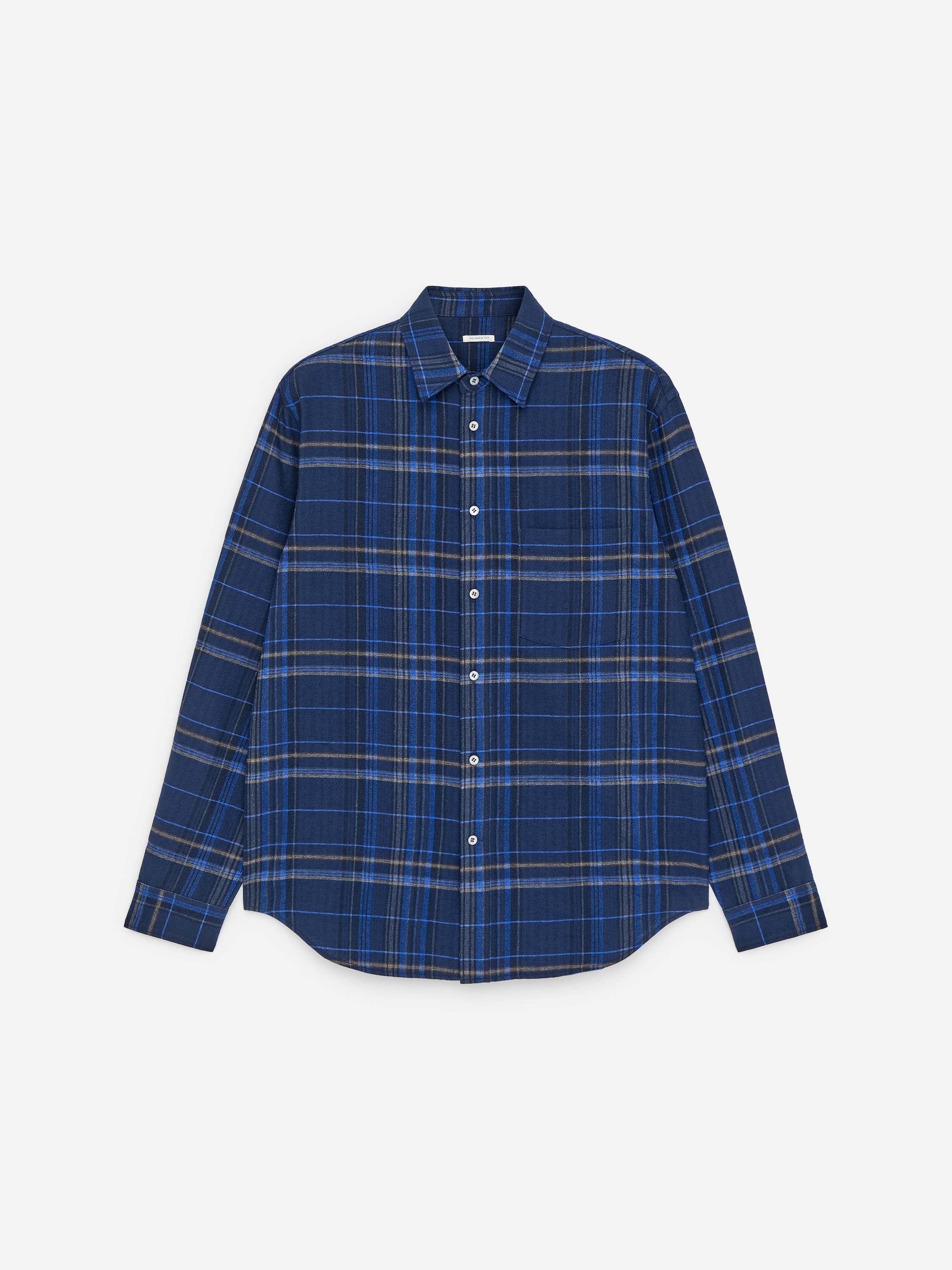 Camisa de flanela descontraída - Azul/Xadrez