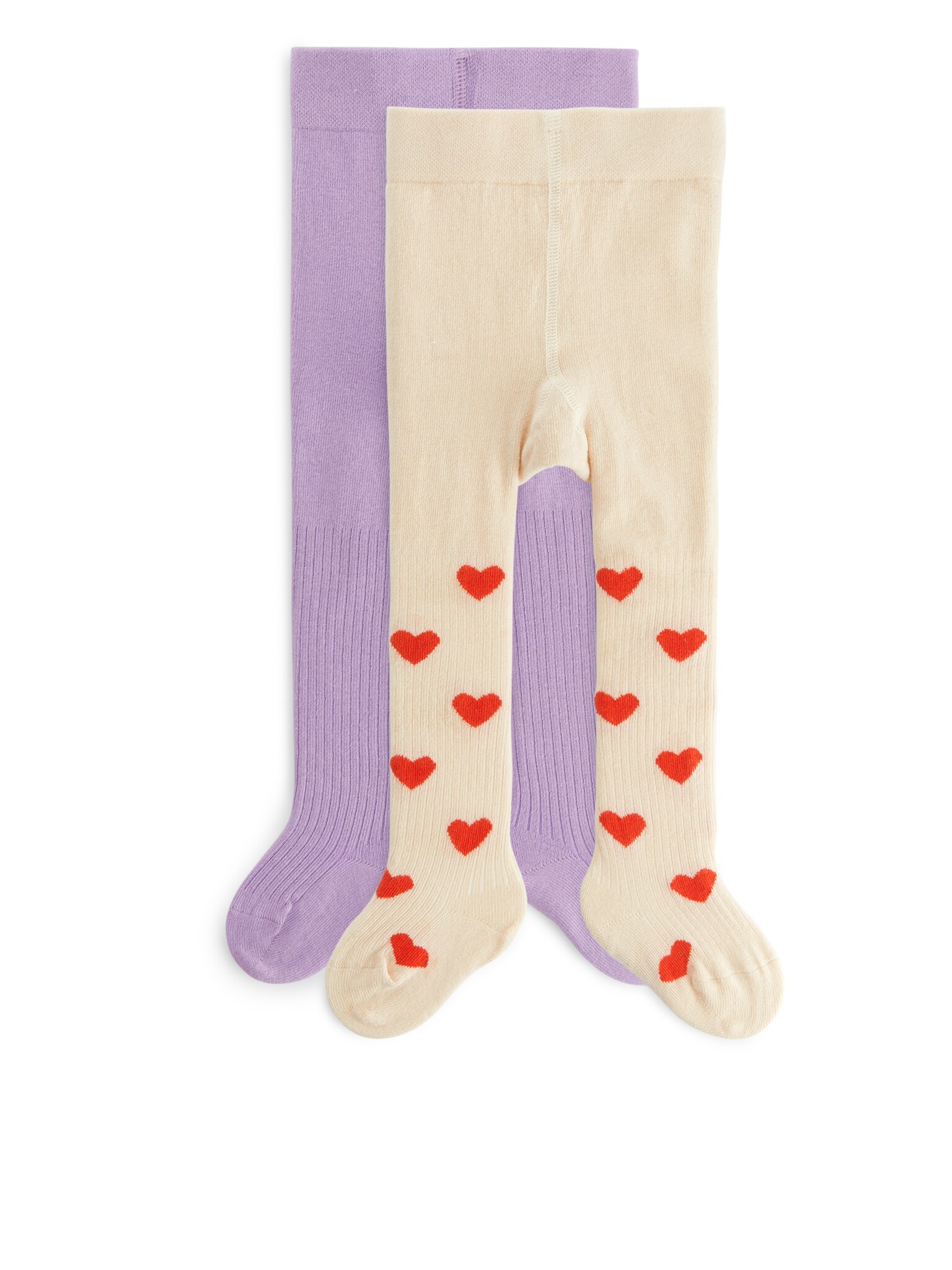 Cotton Tights, Set of 2 - Liliowy/Złamana biel