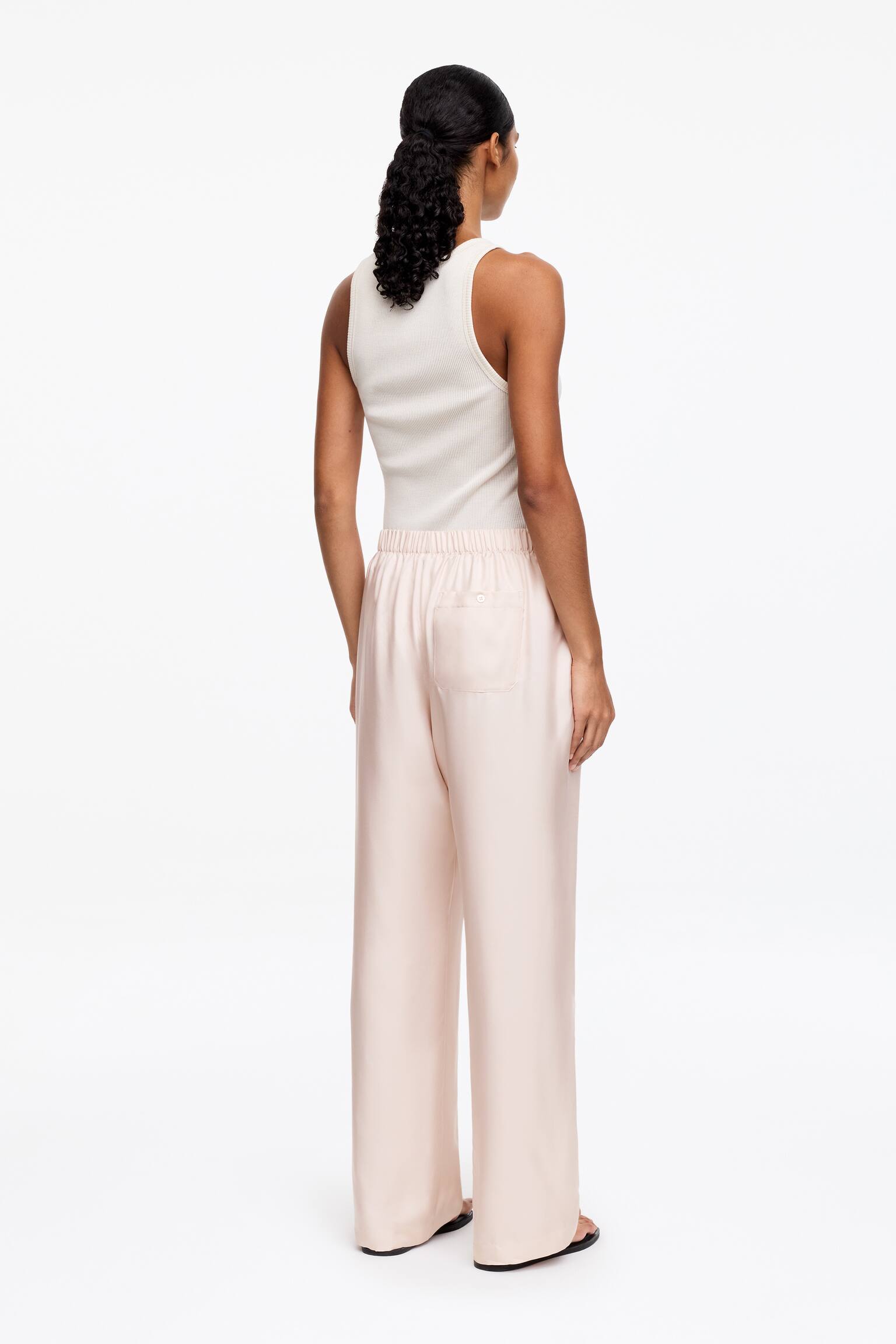 Bukser i silketwill - Lys beige/Mørkebrun - 3