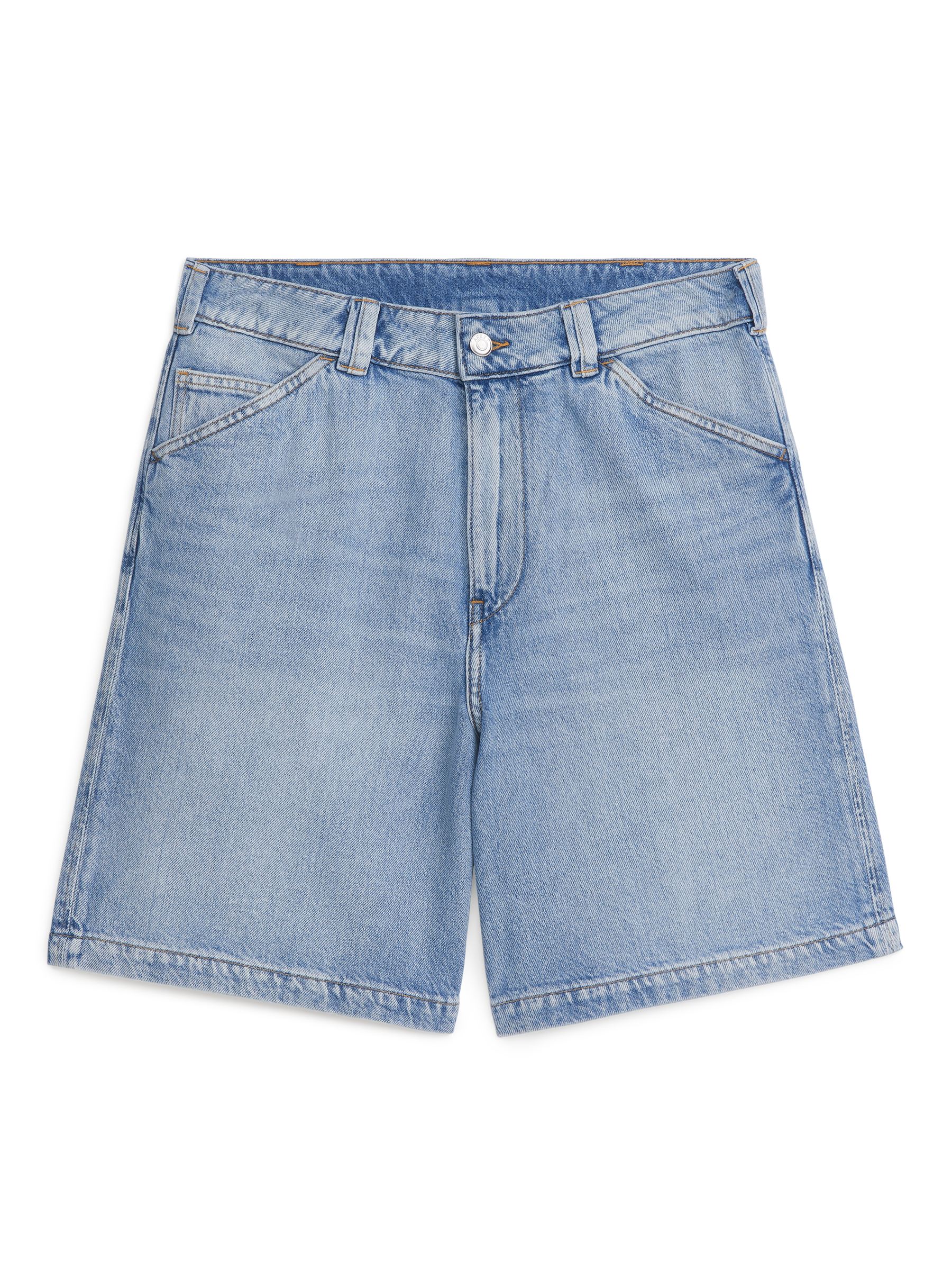 Straight Denim Shorts-#D0D7E6-6684