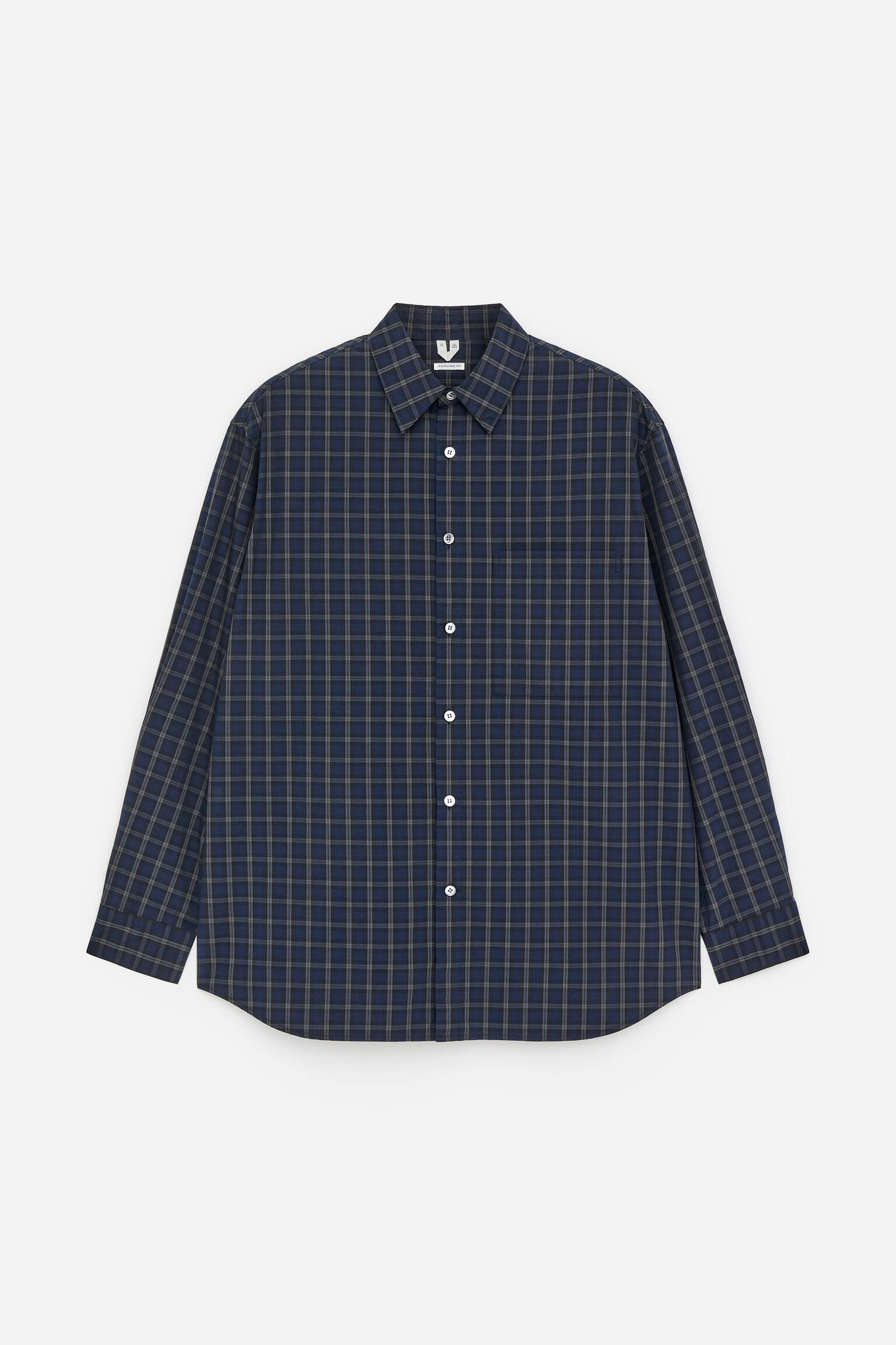 Camicia in popeline dalla vestibilità oversize - Blu/A quadri - 2