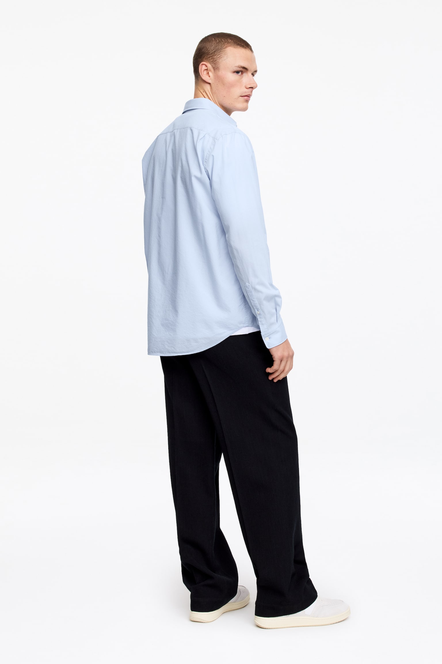 Poplinskjorta i lyocell och bomull - Ljusblå/Mörkblå - 5