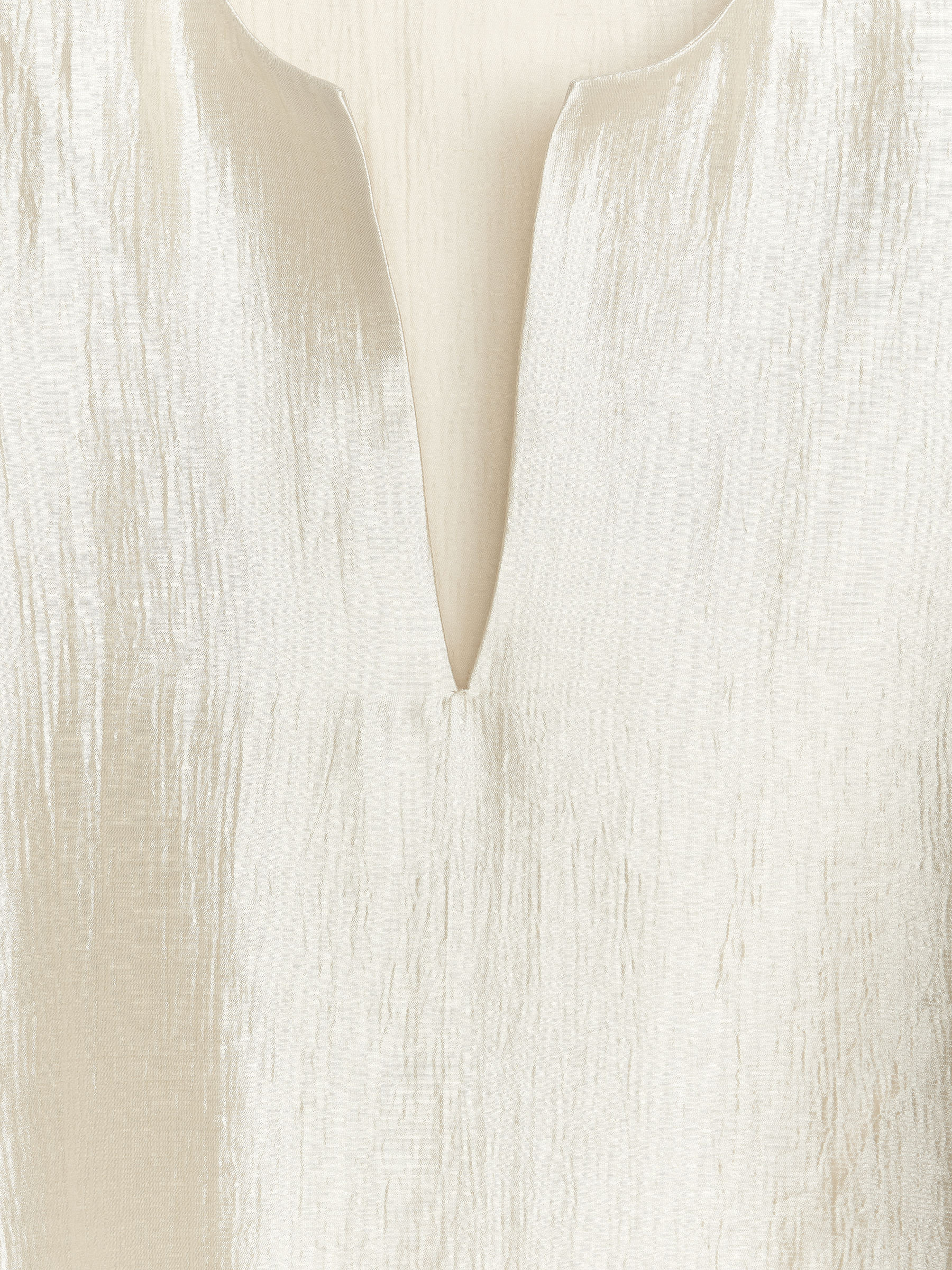 Gnieciona bluzka z rozcięciem przy dekolcie - Beżowy - Luźny fason - Women - StillMedia/DescriptiveDetail - 1