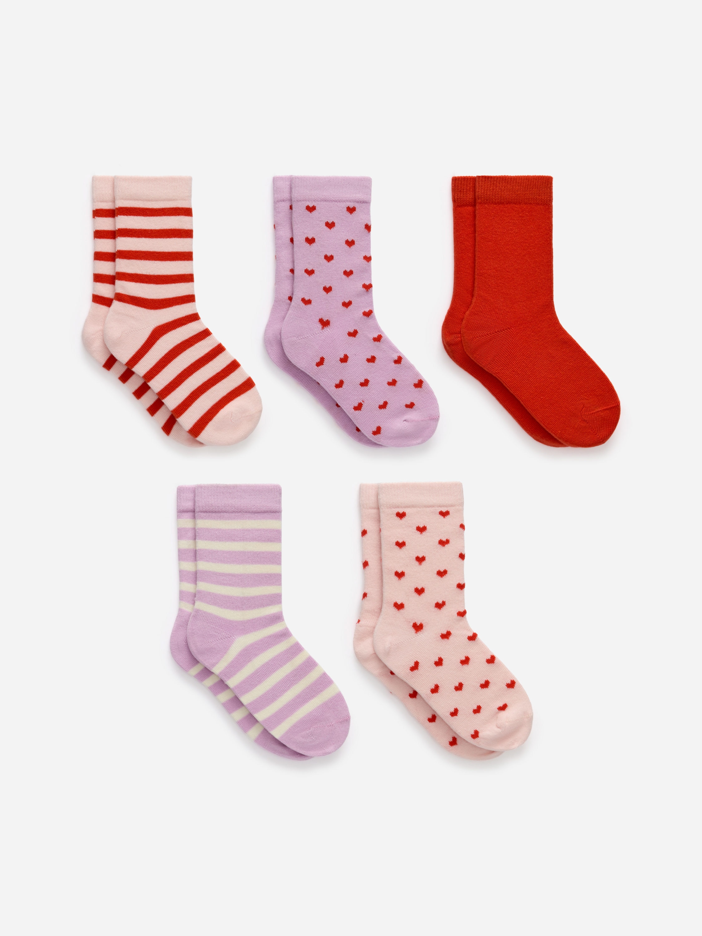 Cotton Socks Set of 5-Pink-17333