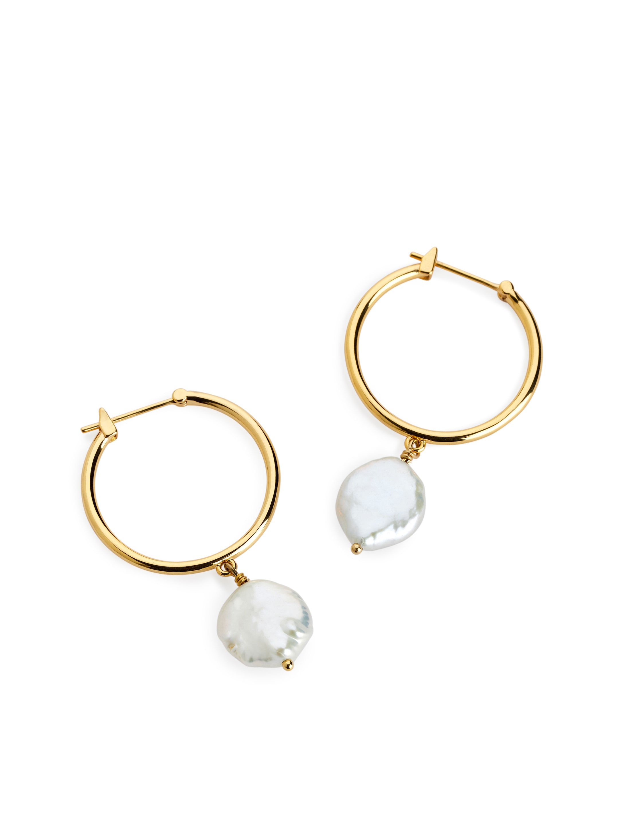 Hoops med sötvattenspärlor - Guld/vit - Women - StillMedia/DescriptiveStillLife - 1