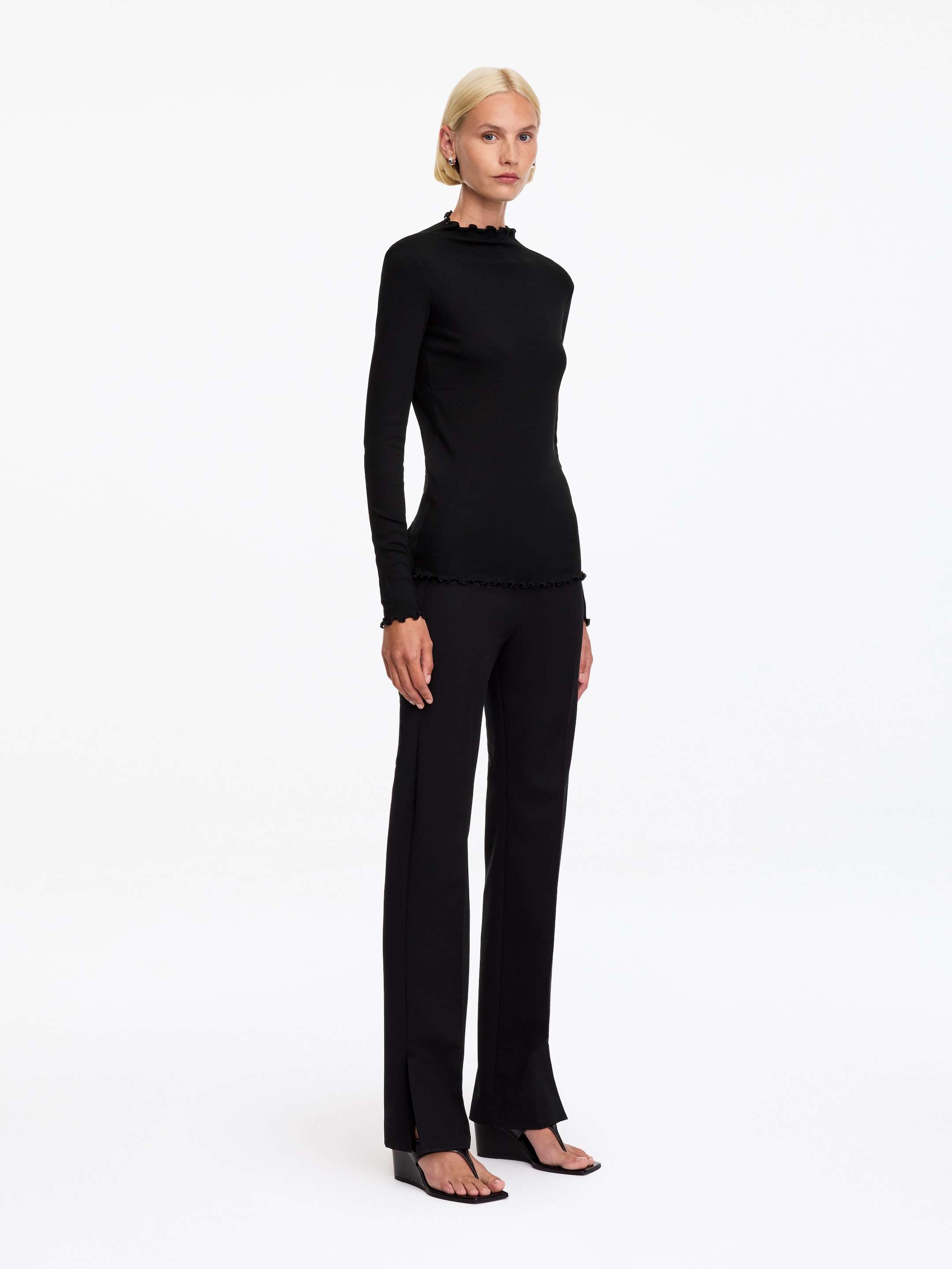 Gerüschtes Jersey-Oberteil - Schwarz - Slim Fit - women - StillMedia/Lookbook - 3