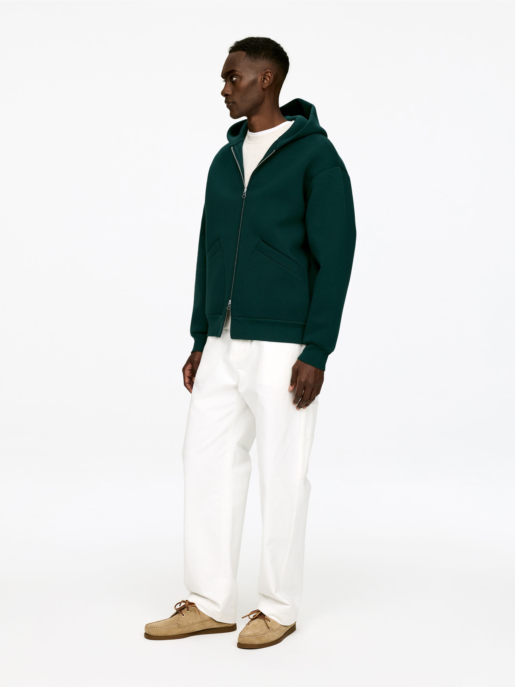 Scuba Zip Hoodie - Dark Green - Relaxed fit - Men - StillMedia/Lookbook - 4