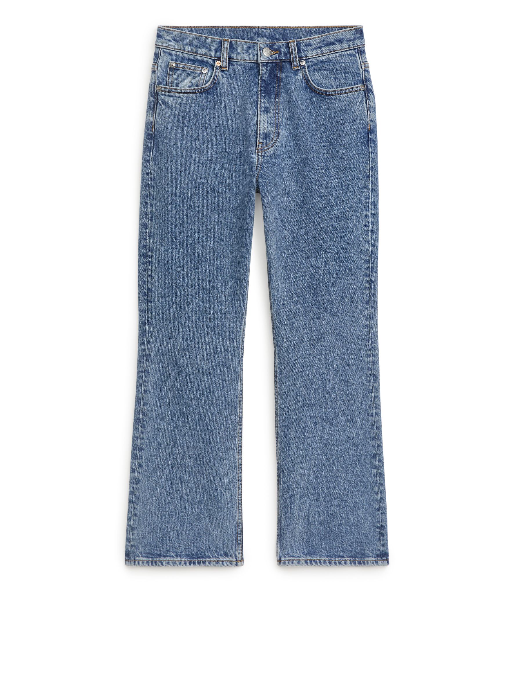 FERN CROPPED Flared Stretch Jeans-#6E86B8-476