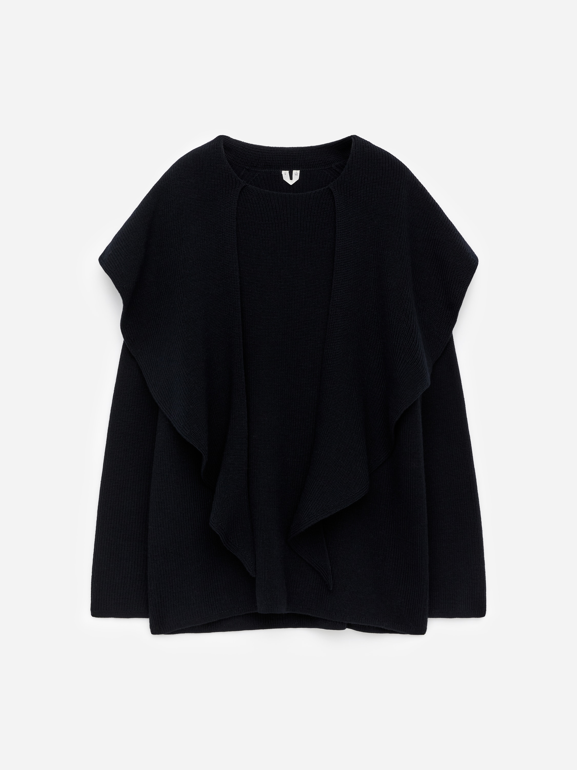 Strickpullover mit drapiertem Schal - Dunkelblau