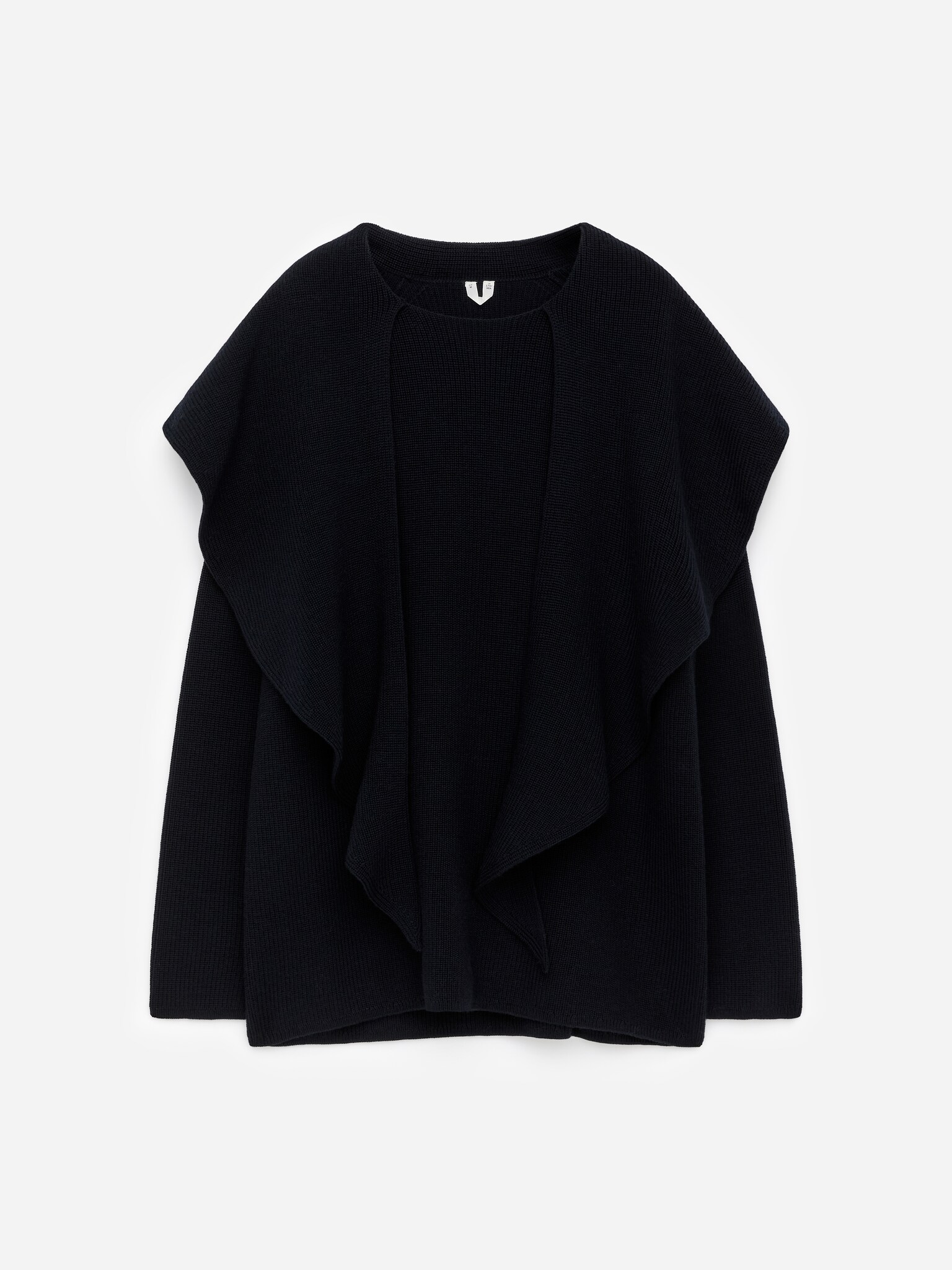 Draped-Scarf Knitted Jumper - Dark Blue - 2