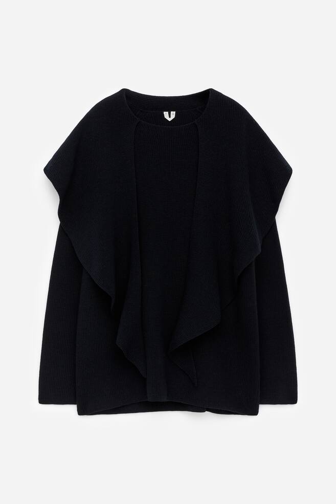 Draped-Scarf Knitted Jumper - Dark Blue - 1
